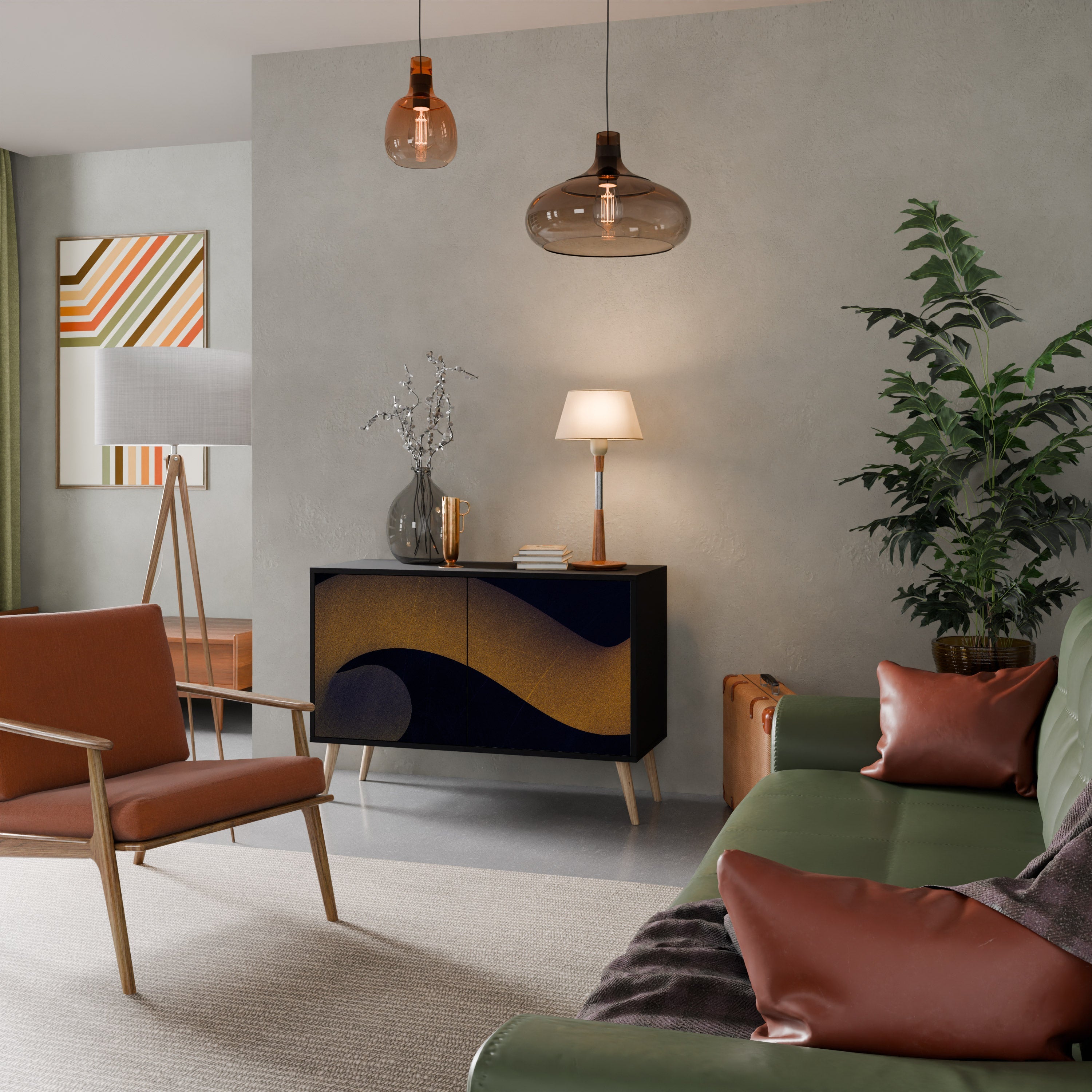 HOLLOW TIME 2-Door Sideboard in Black Finish