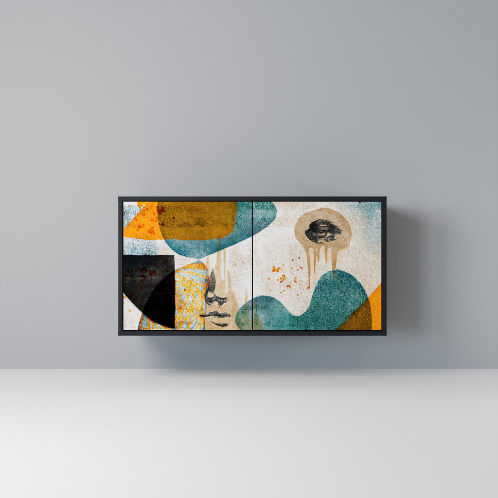 Buffet 2 portes ABSTRACT FACES en finition noire