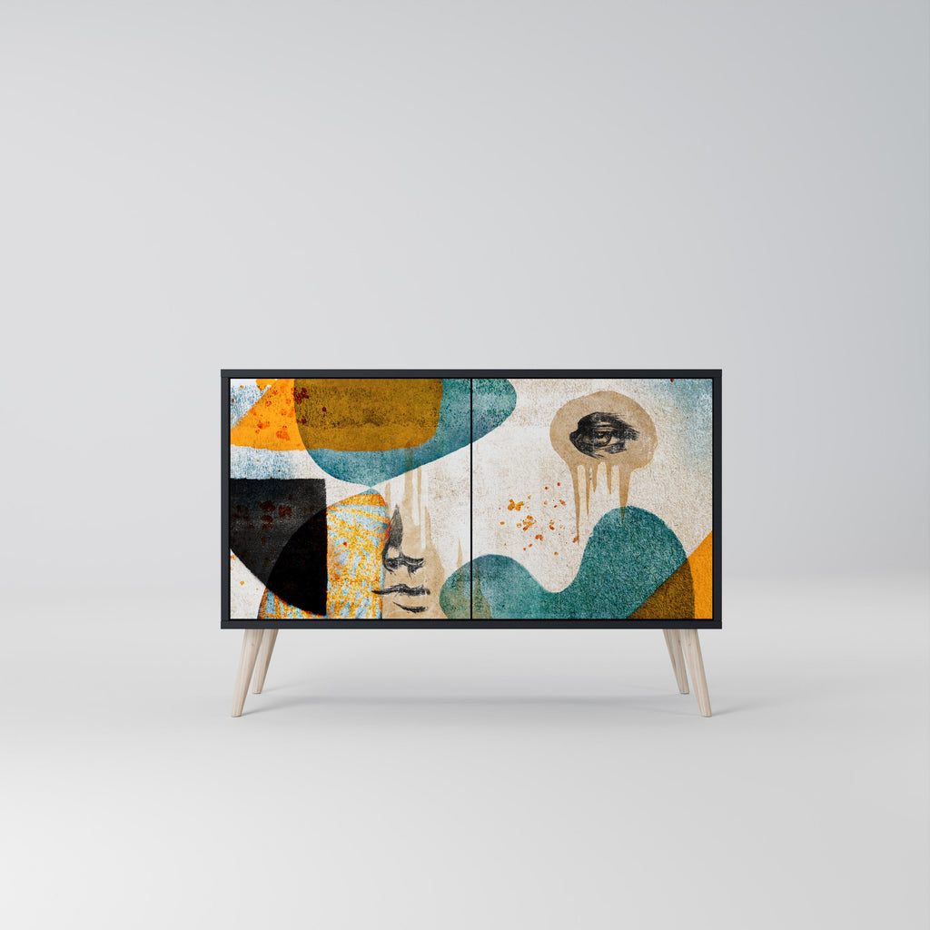 Buffet 2 portes ABSTRACT FACES en finition noire