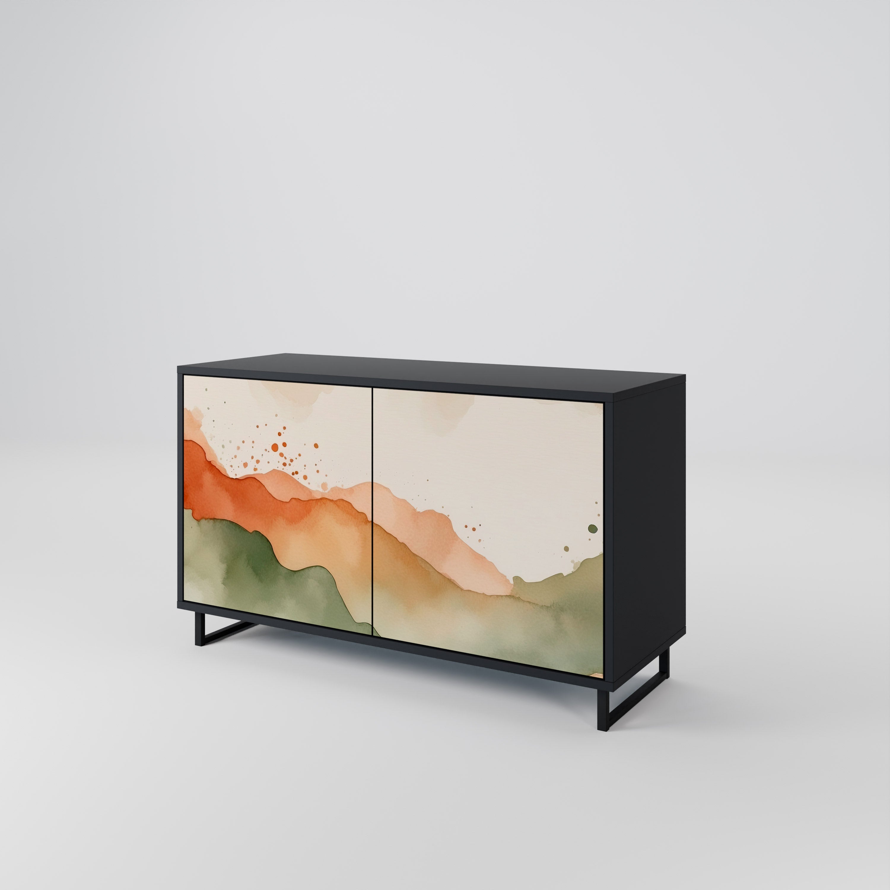 WATERCOLOUR PEAKS 2-Door Sideboard in Black Finish