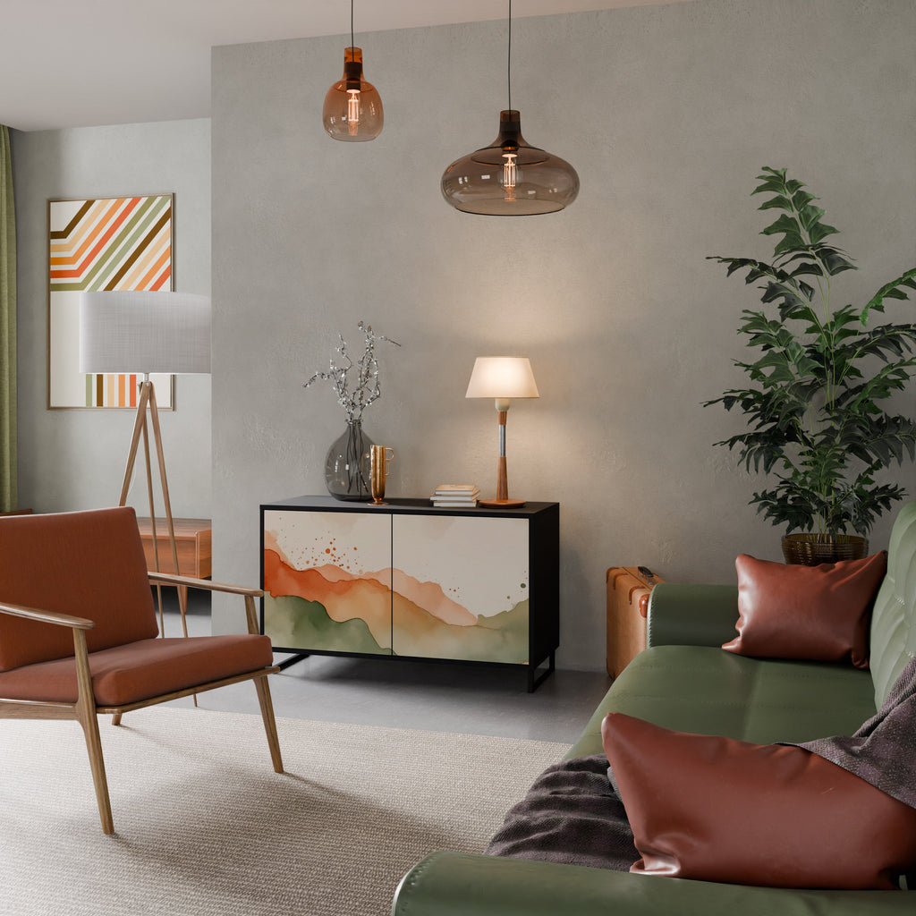 WATERCOLOUR PEAKS 2-Door Sideboard in Black Finish