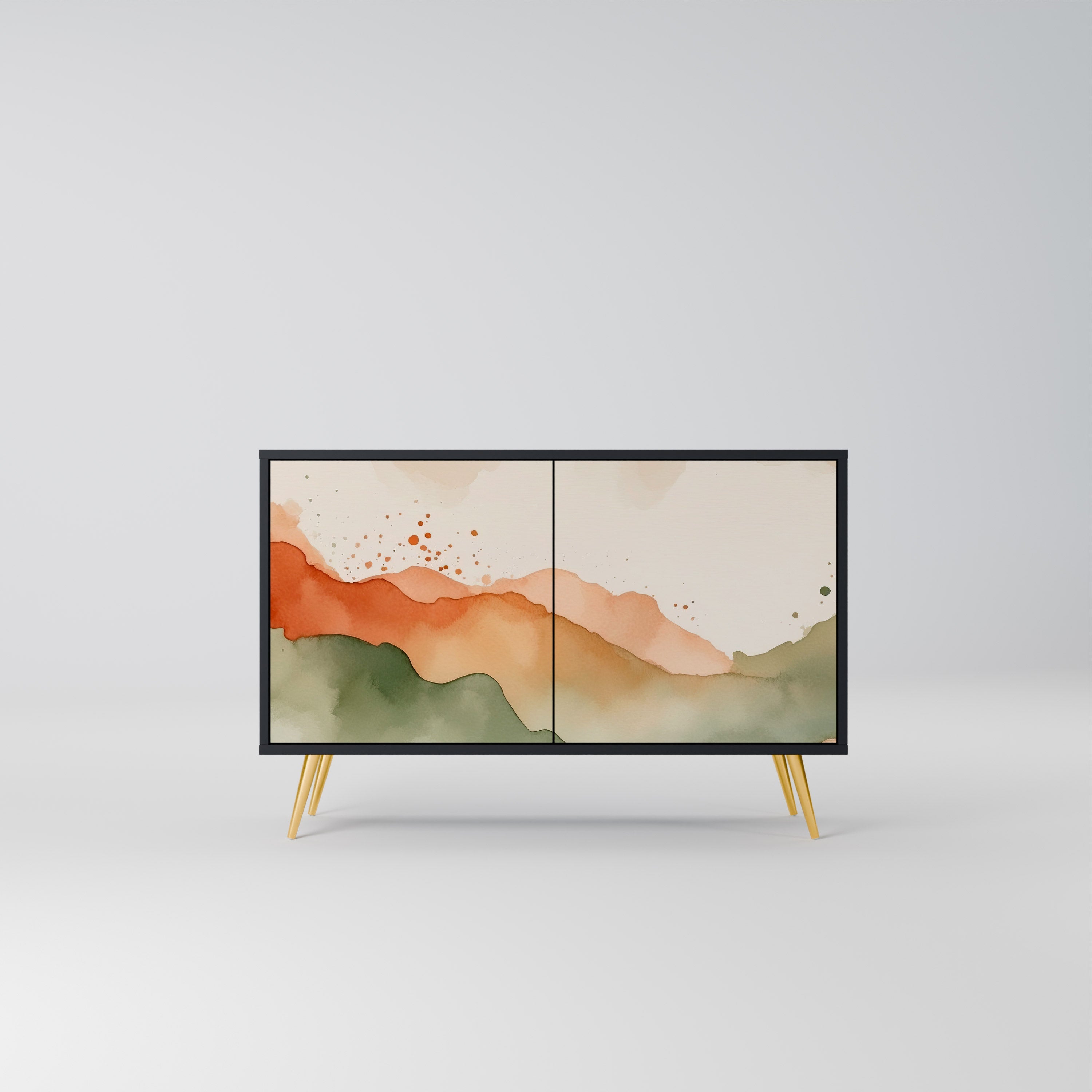 WATERCOLOUR PEAKS 2-Door Sideboard in Black Finish