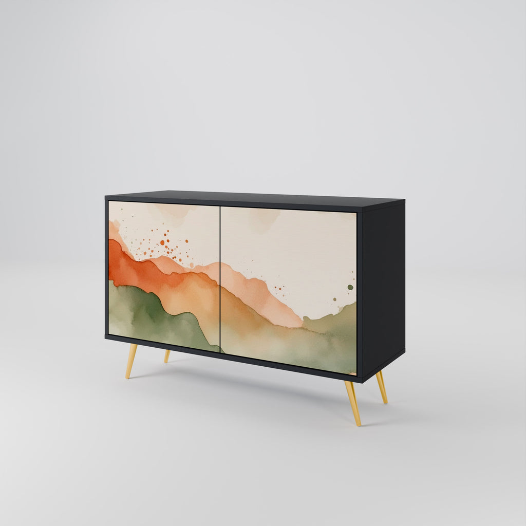 WATERCOLOUR PEAKS 2-Door Sideboard in Black Finish