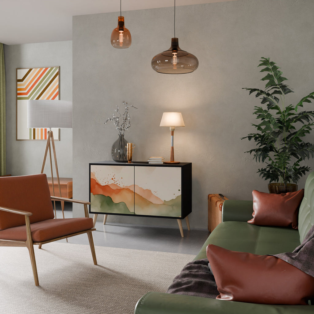 WATERCOLOUR PEAKS 2-Door Sideboard in Black Finish