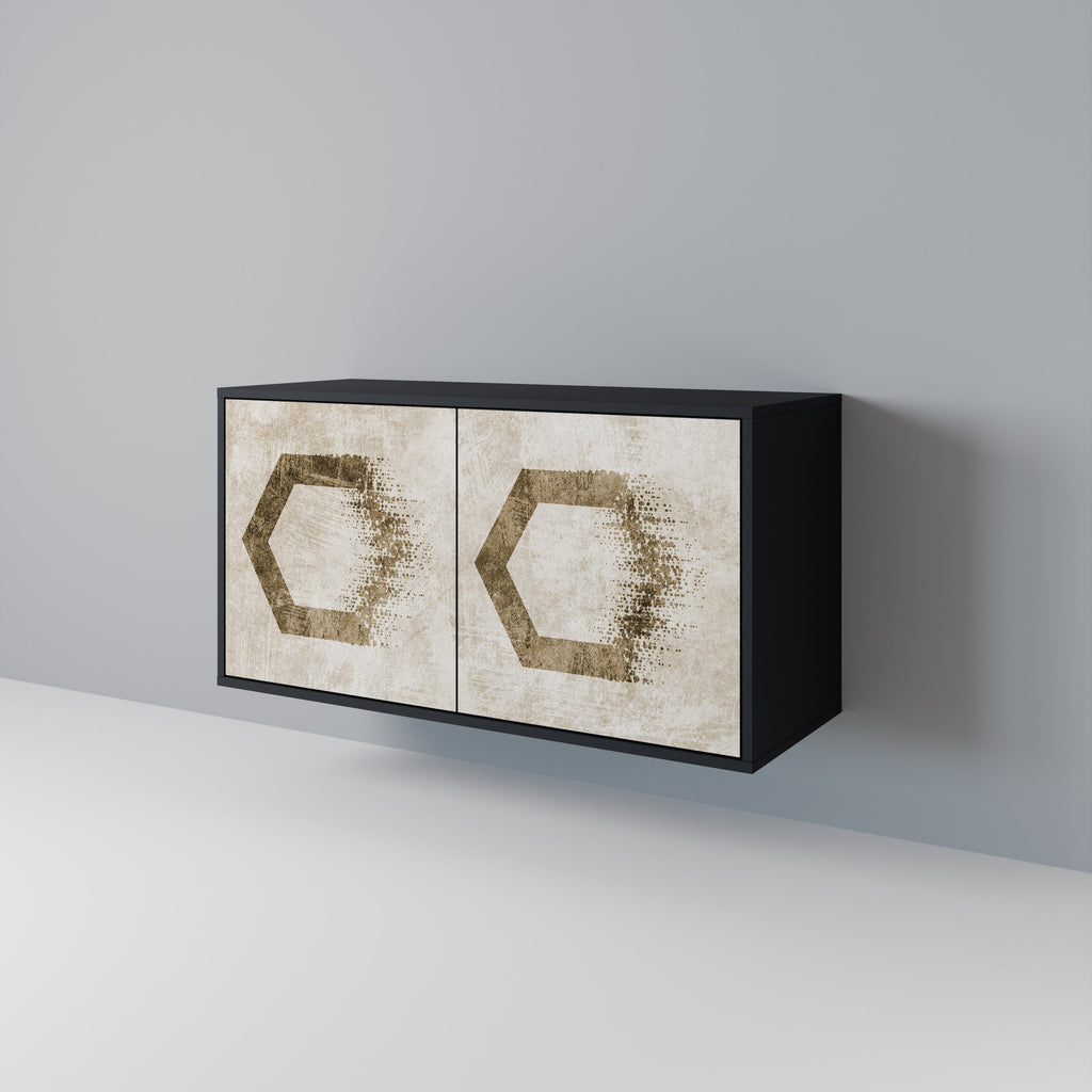HEXAGONAL SHAPES 2-Door Sideboard in Black Finish
