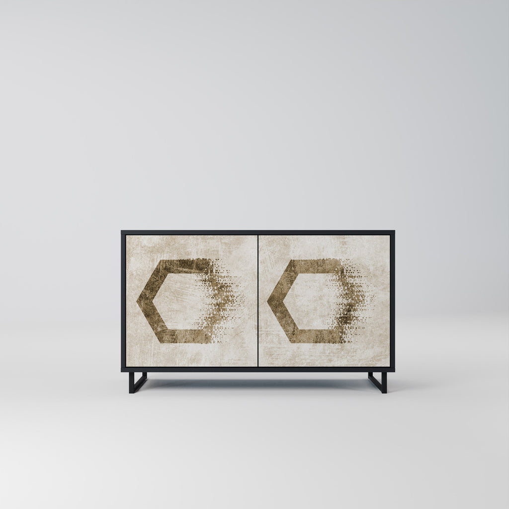 HEXAGONAL SHAPES 2-Door Sideboard in Black Finish