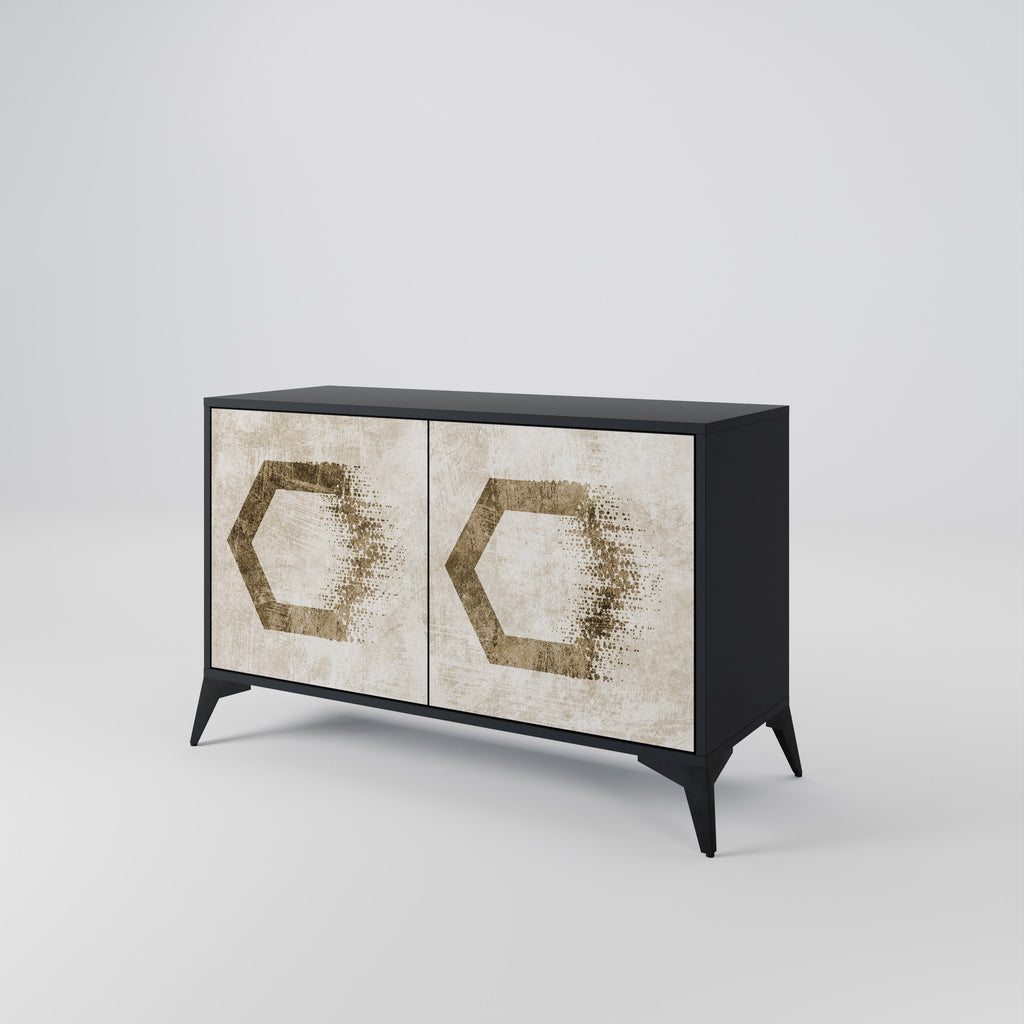 HEXAGONAL SHAPES 2-Door Sideboard in Black Finish