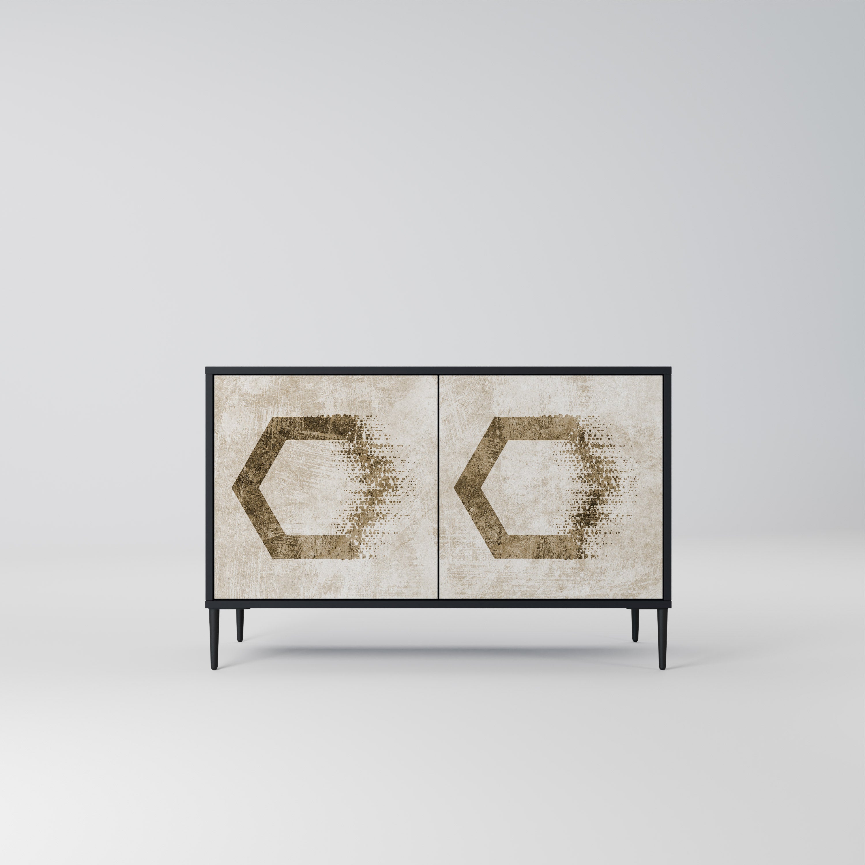 HEXAGONAL SHAPES 2-Door Sideboard in Black Finish