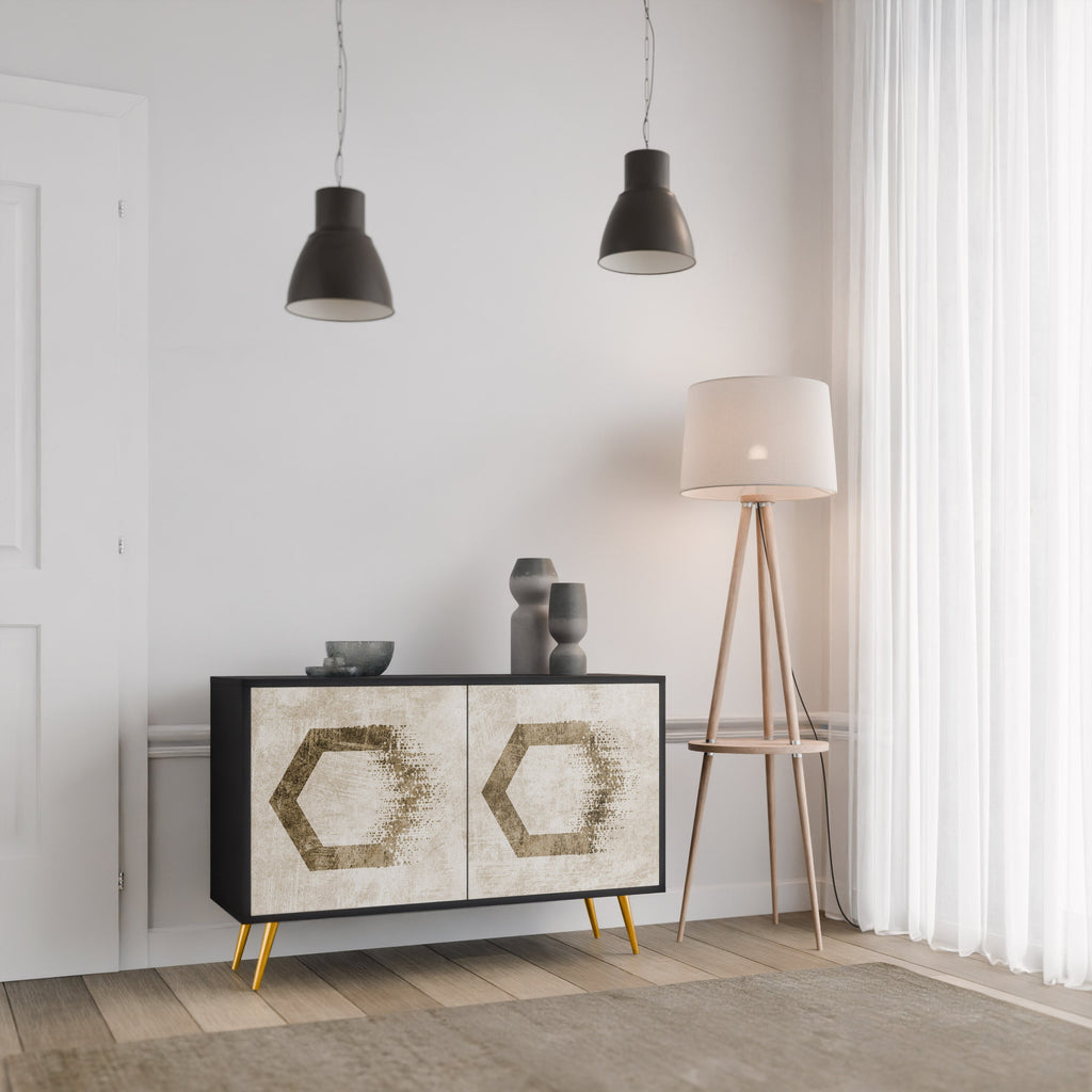 HEXAGONAL SHAPES 2-Door Sideboard in Black Finish