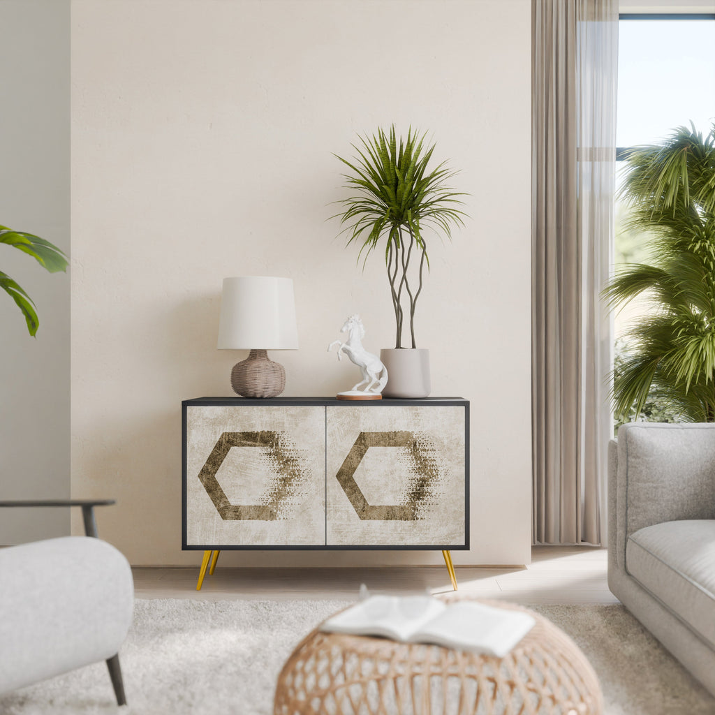HEXAGONAL SHAPES 2-Door Sideboard in Black Finish