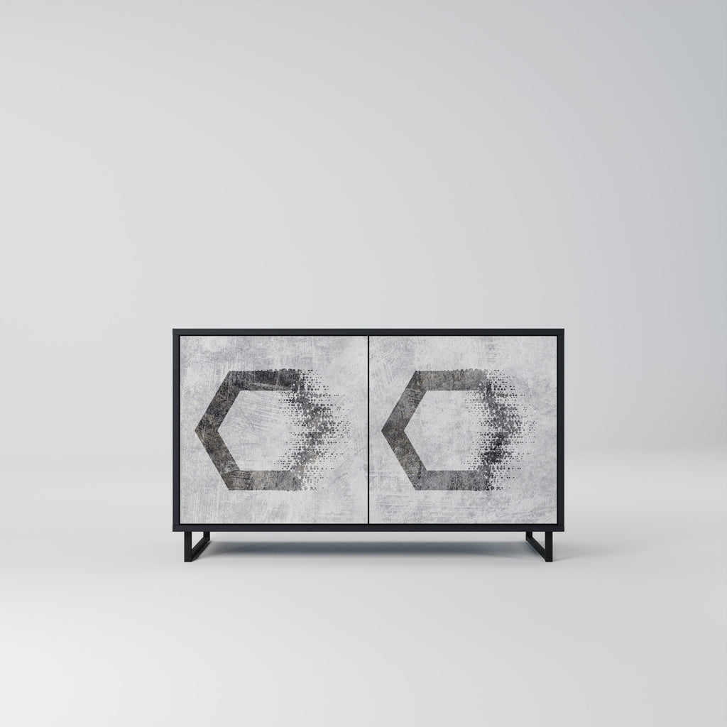 HEXAGONAL FIGURES 2-Door Sideboard in Black Finish