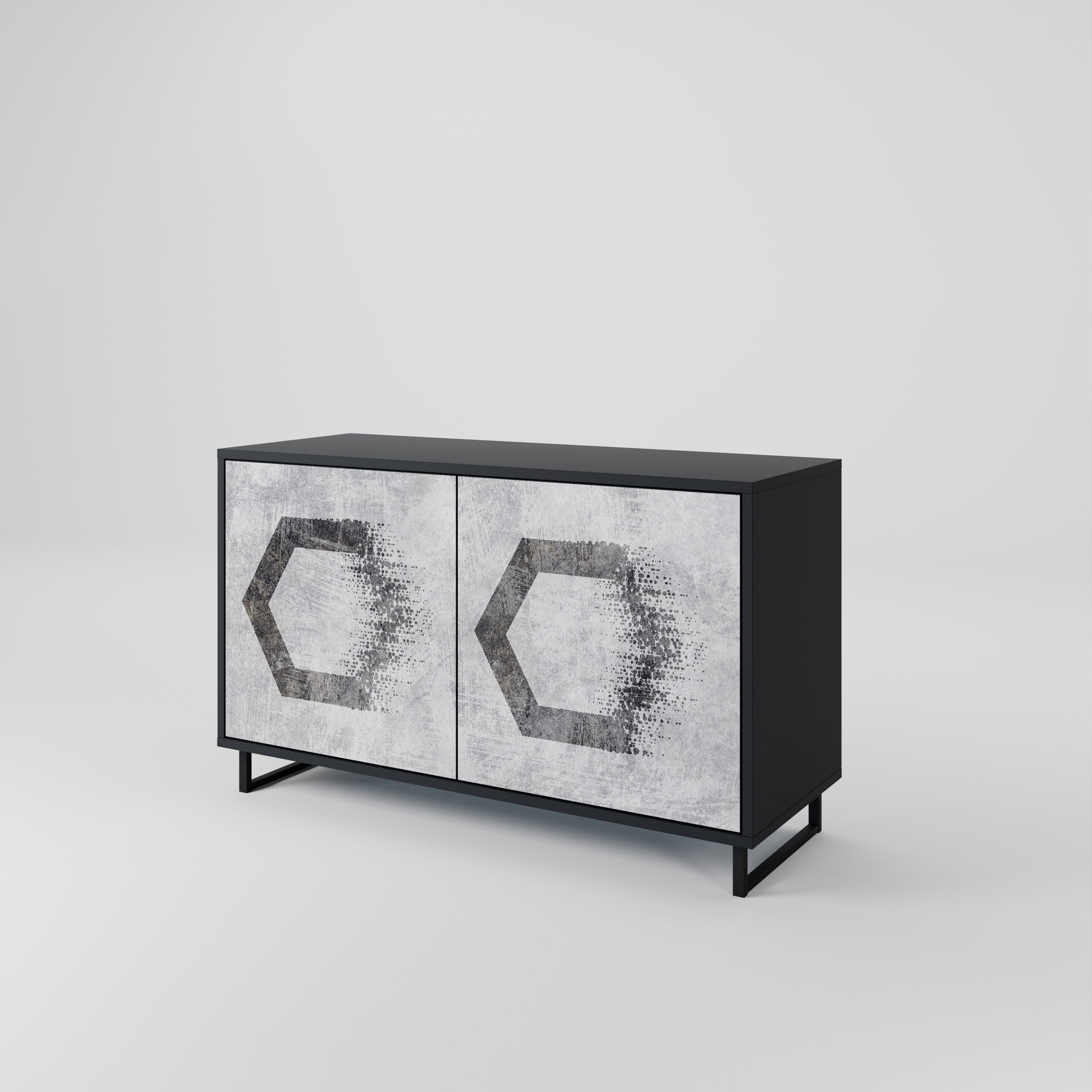 HEXAGONAL FIGURES 2-Door Sideboard in Black Finish