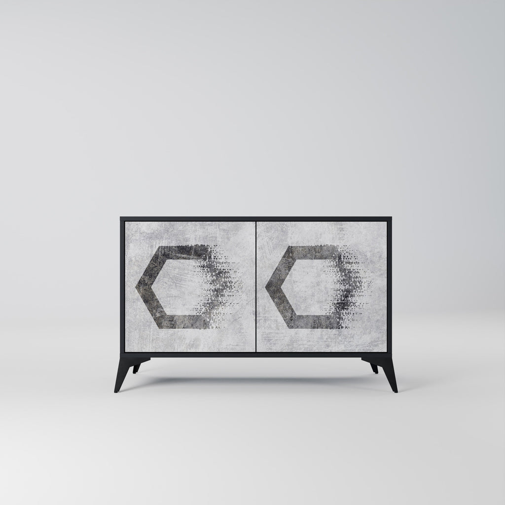 HEXAGONAL FIGURES 2-Door Sideboard in Black Finish