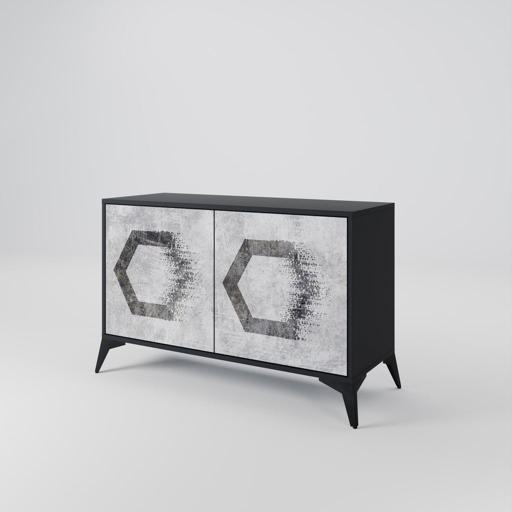 HEXAGONAL FIGURES 2-Door Sideboard in Black Finish