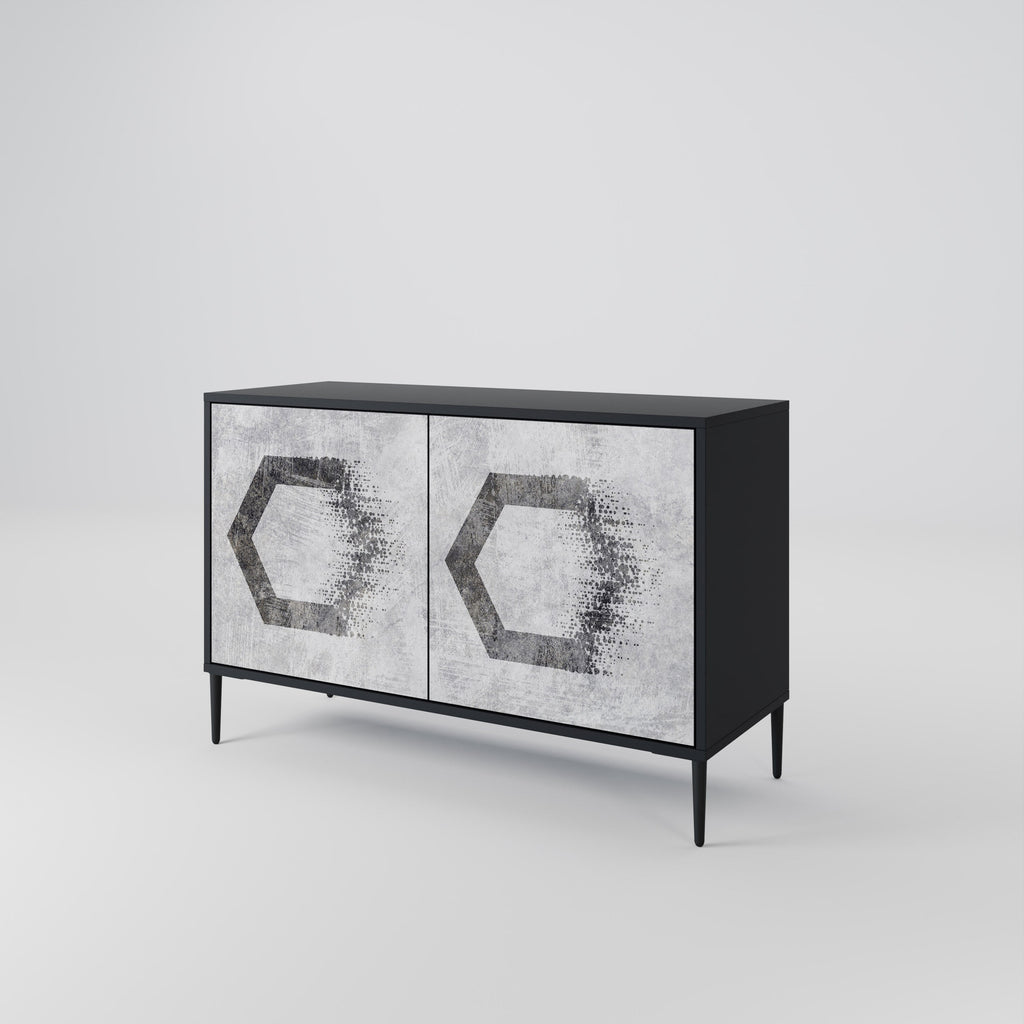 HEXAGONAL FIGURES 2-Door Sideboard in Black Finish