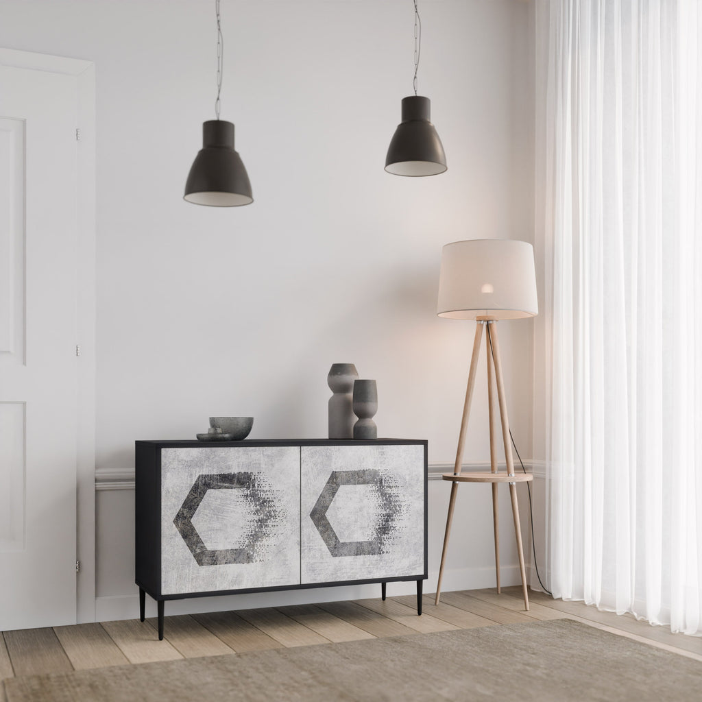 HEXAGONAL FIGURES 2-Door Sideboard in Black Finish