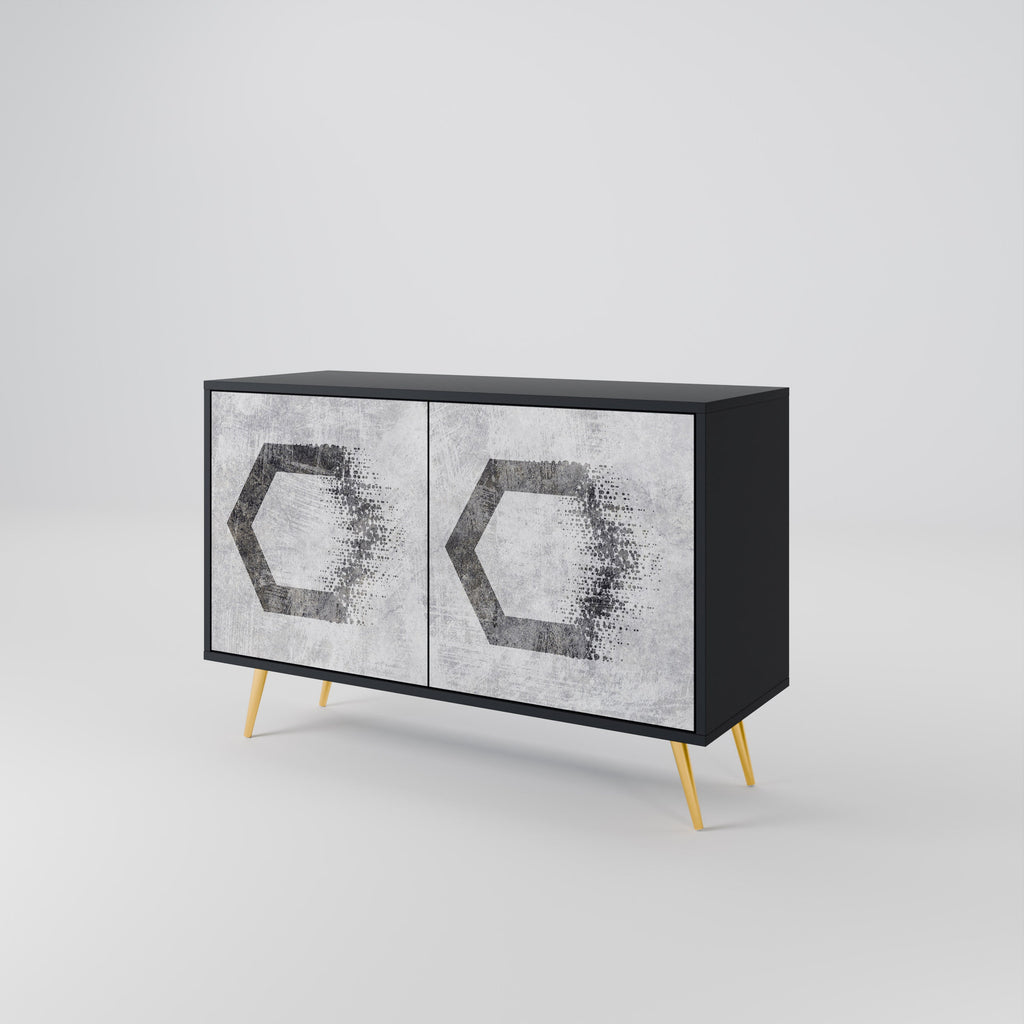 HEXAGONAL FIGURES 2-Door Sideboard in Black Finish