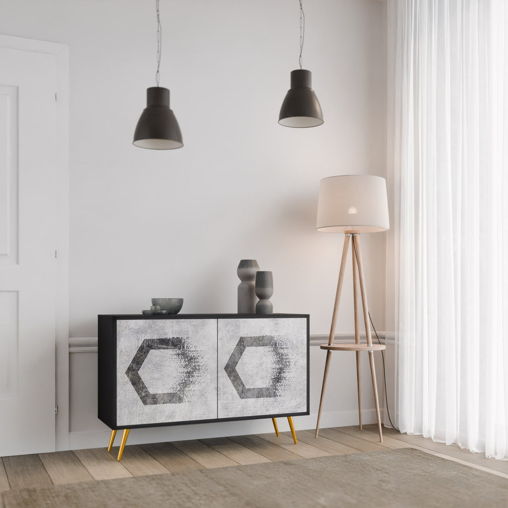 HEXAGONAL FIGURES 2-Door Sideboard in Black Finish