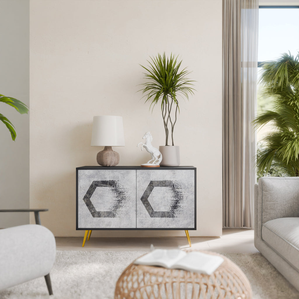 HEXAGONAL FIGURES 2-Door Sideboard in Black Finish