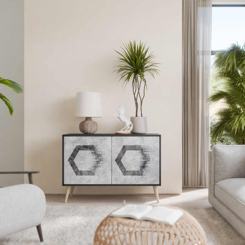 HEXAGONAL FIGURES 2-Door Sideboard in Black Finish