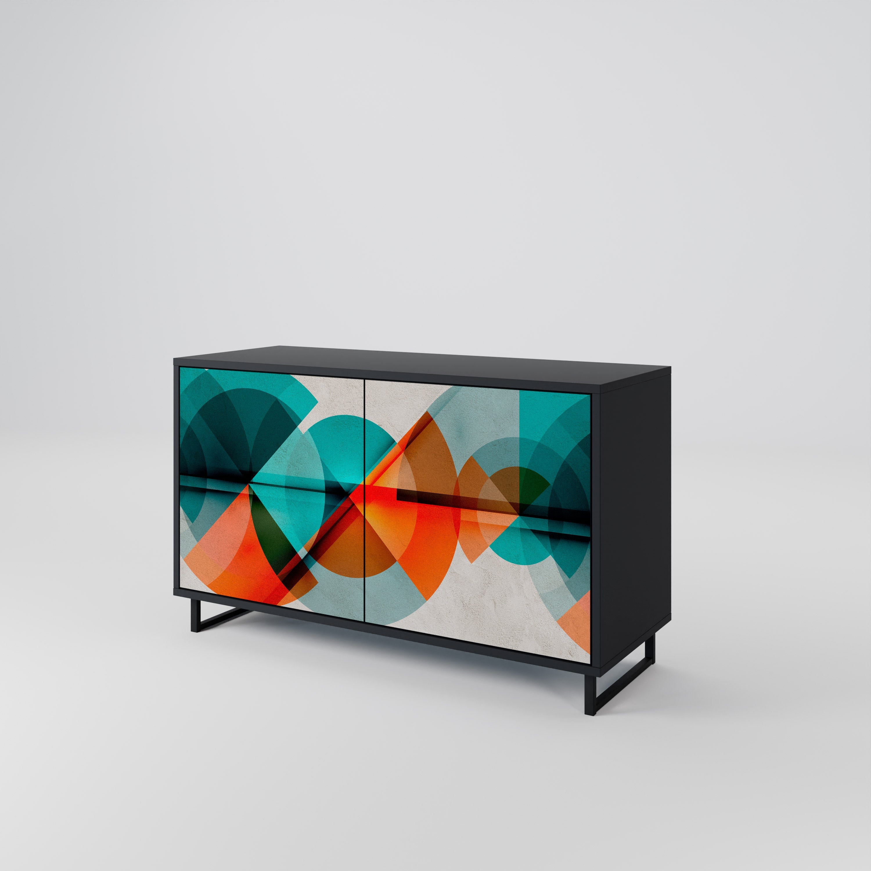 CIRCULAR RHAPSODY 2-Door Sideboard in Black Finish