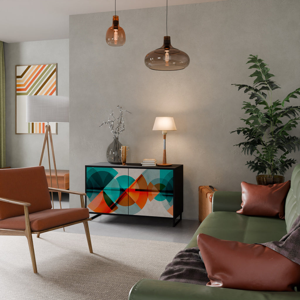 CIRCULAR RHAPSODY 2-Door Sideboard in Black Finish