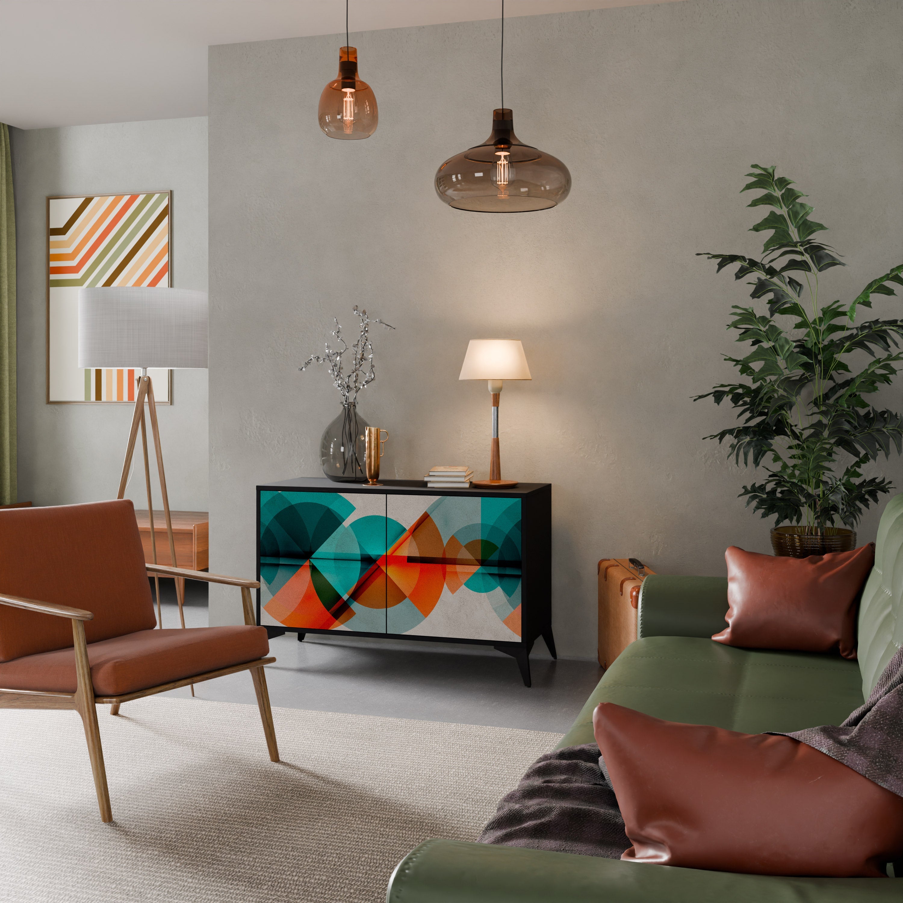 CIRCULAR RHAPSODY 2-Door Sideboard in Black Finish