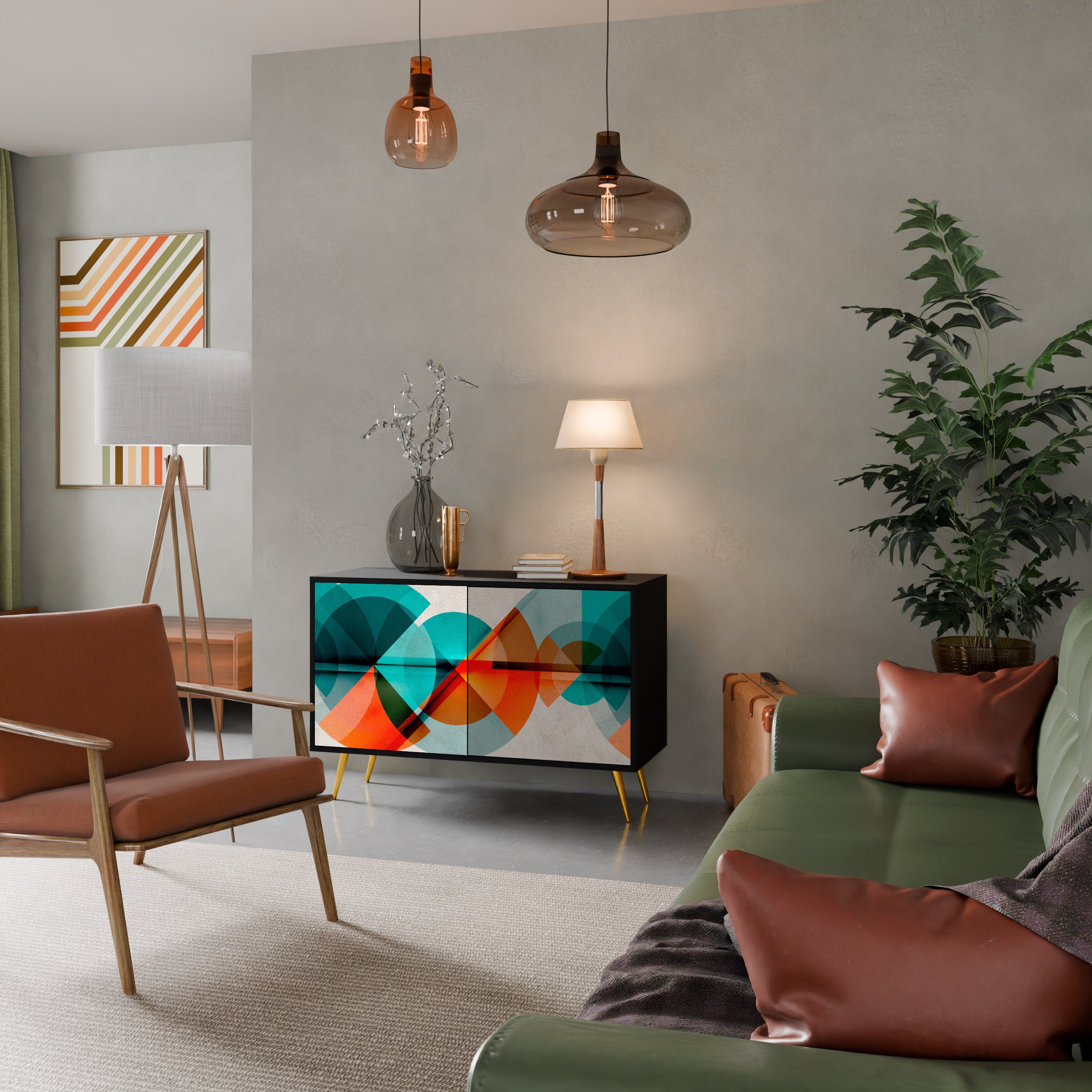 CIRCULAR RHAPSODY 2-Door Sideboard in Black Finish