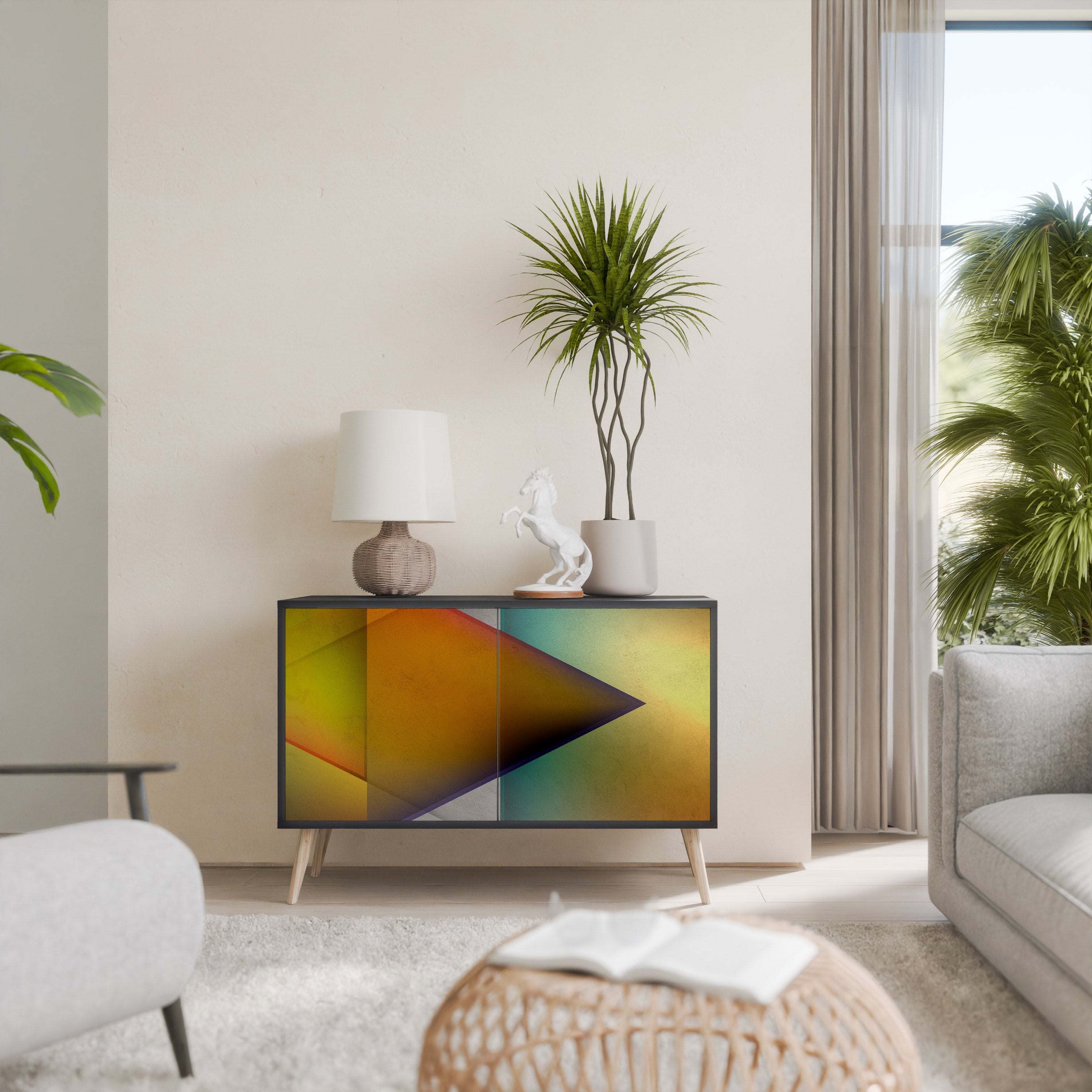 PIERCING SHARPNESS 2-Door Sideboard in Black Finish