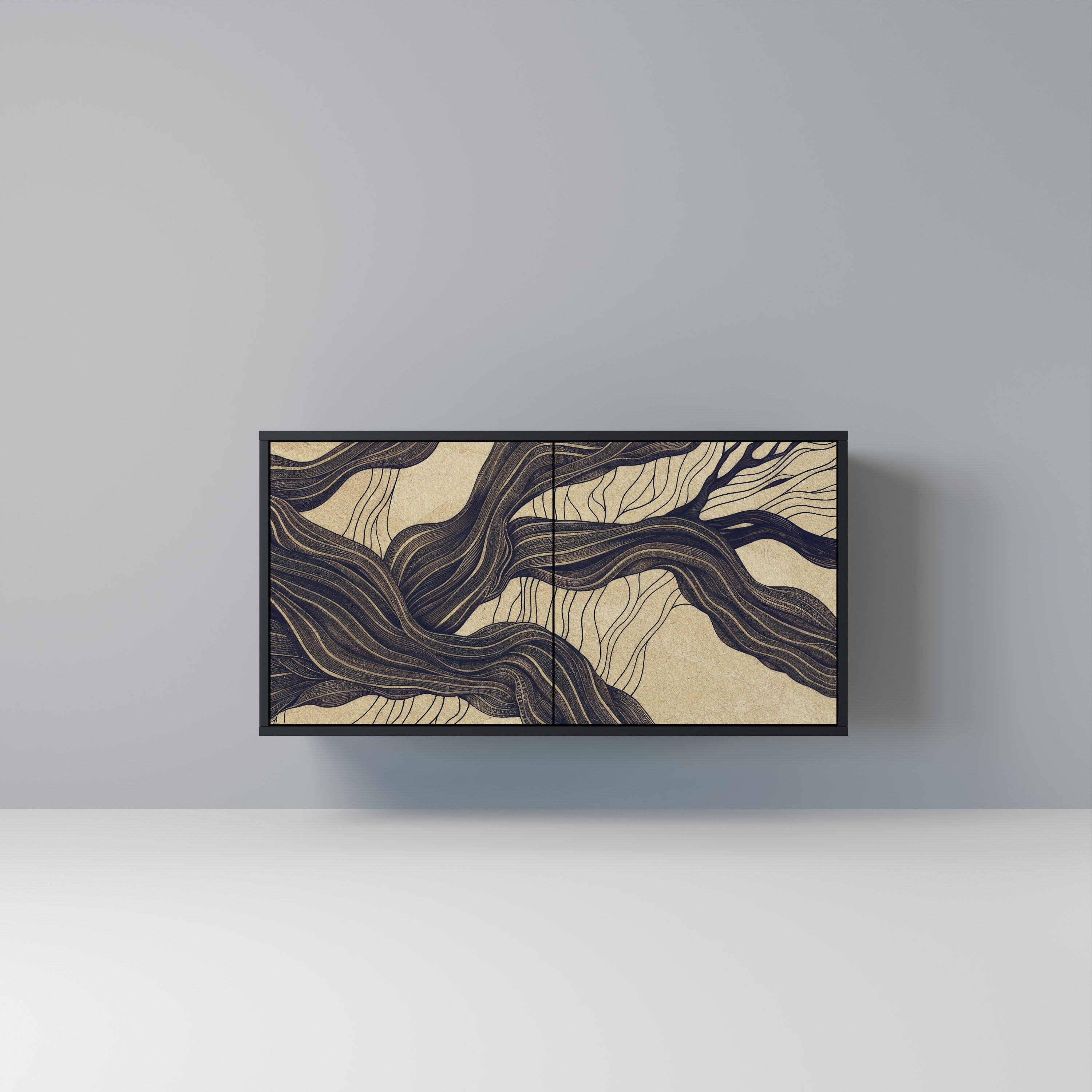 UNIFIED FRAGMENTS 2-Door Sideboard in Black Finish