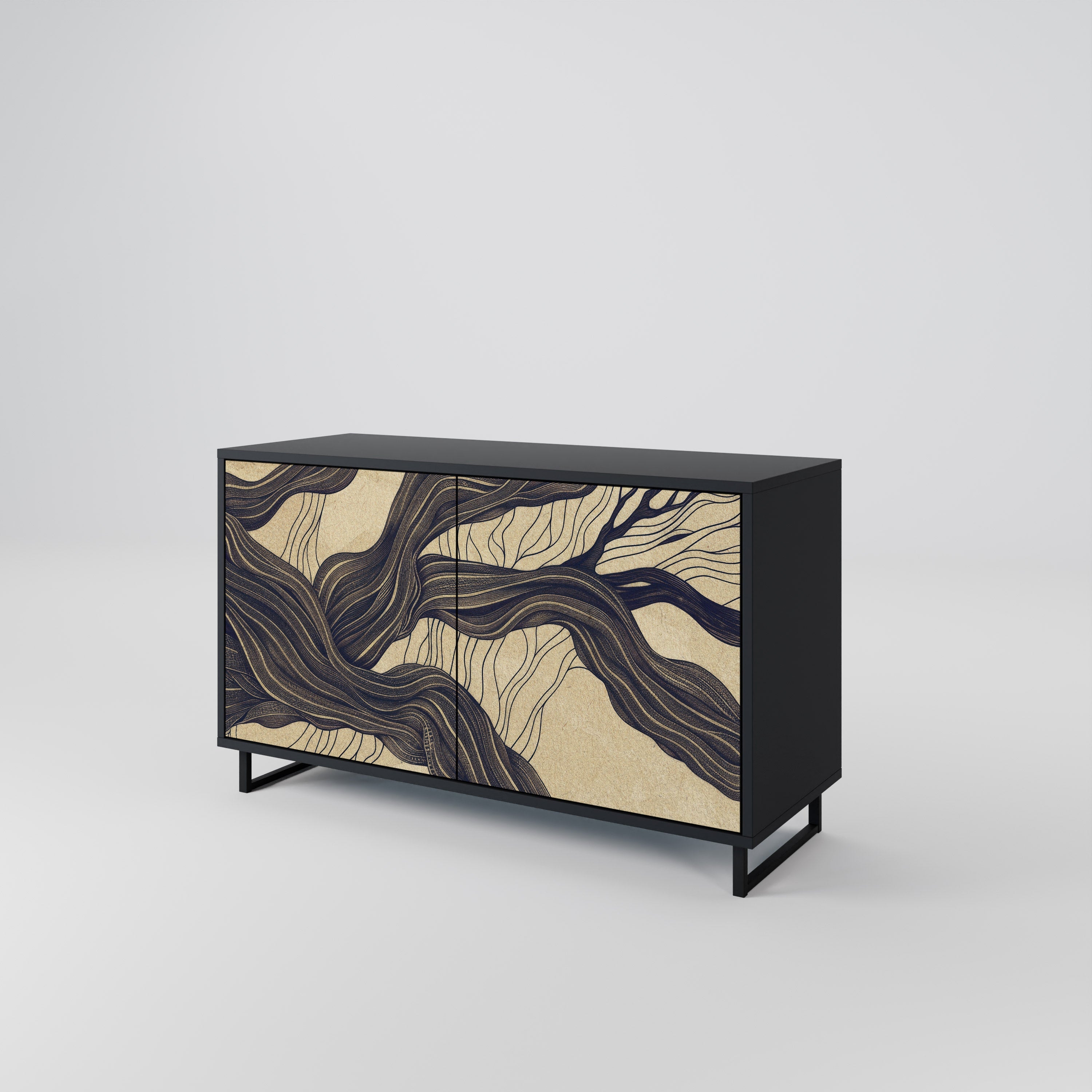 UNIFIED FRAGMENTS 2-Door Sideboard in Black Finish