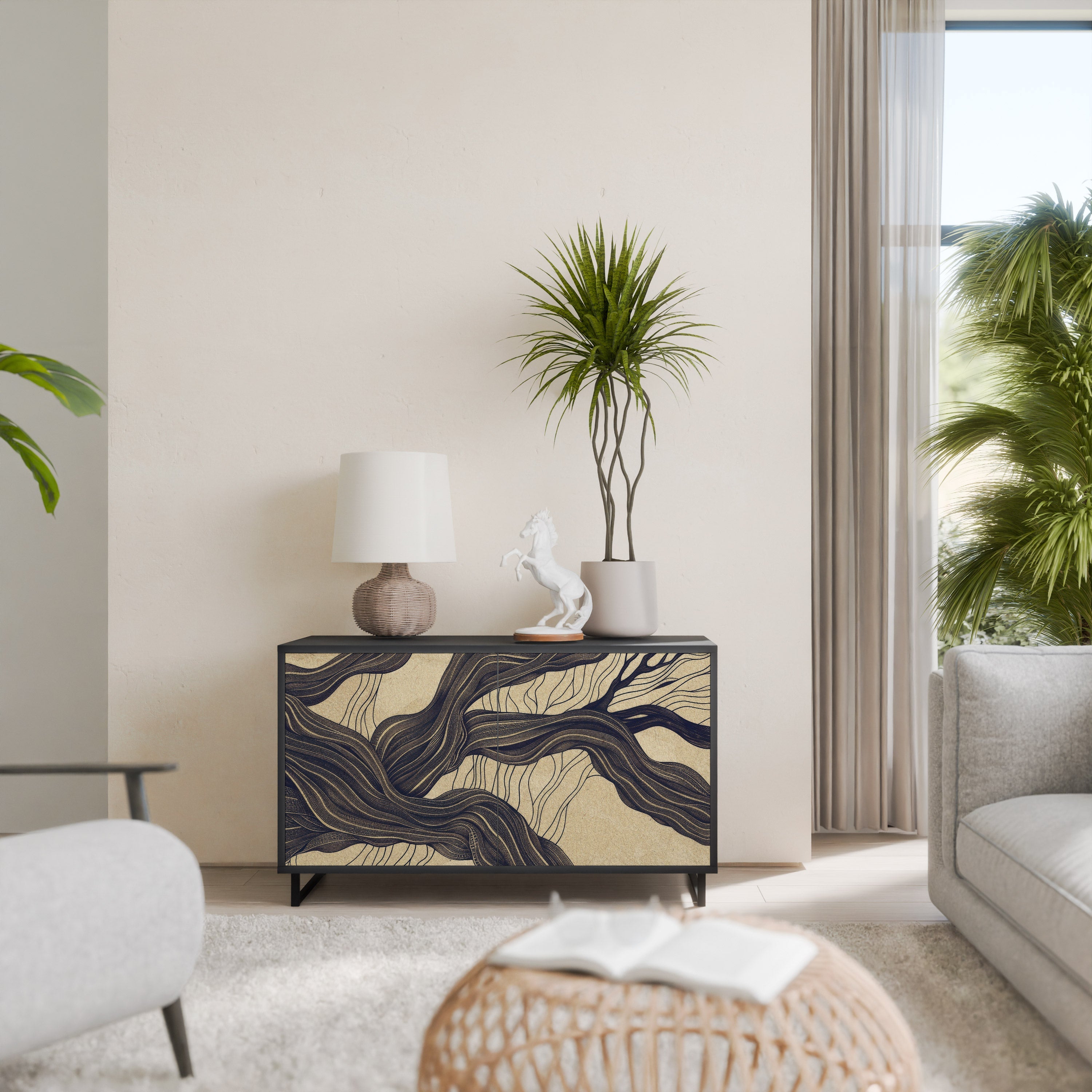 UNIFIED FRAGMENTS 2-Door Sideboard in Black Finish