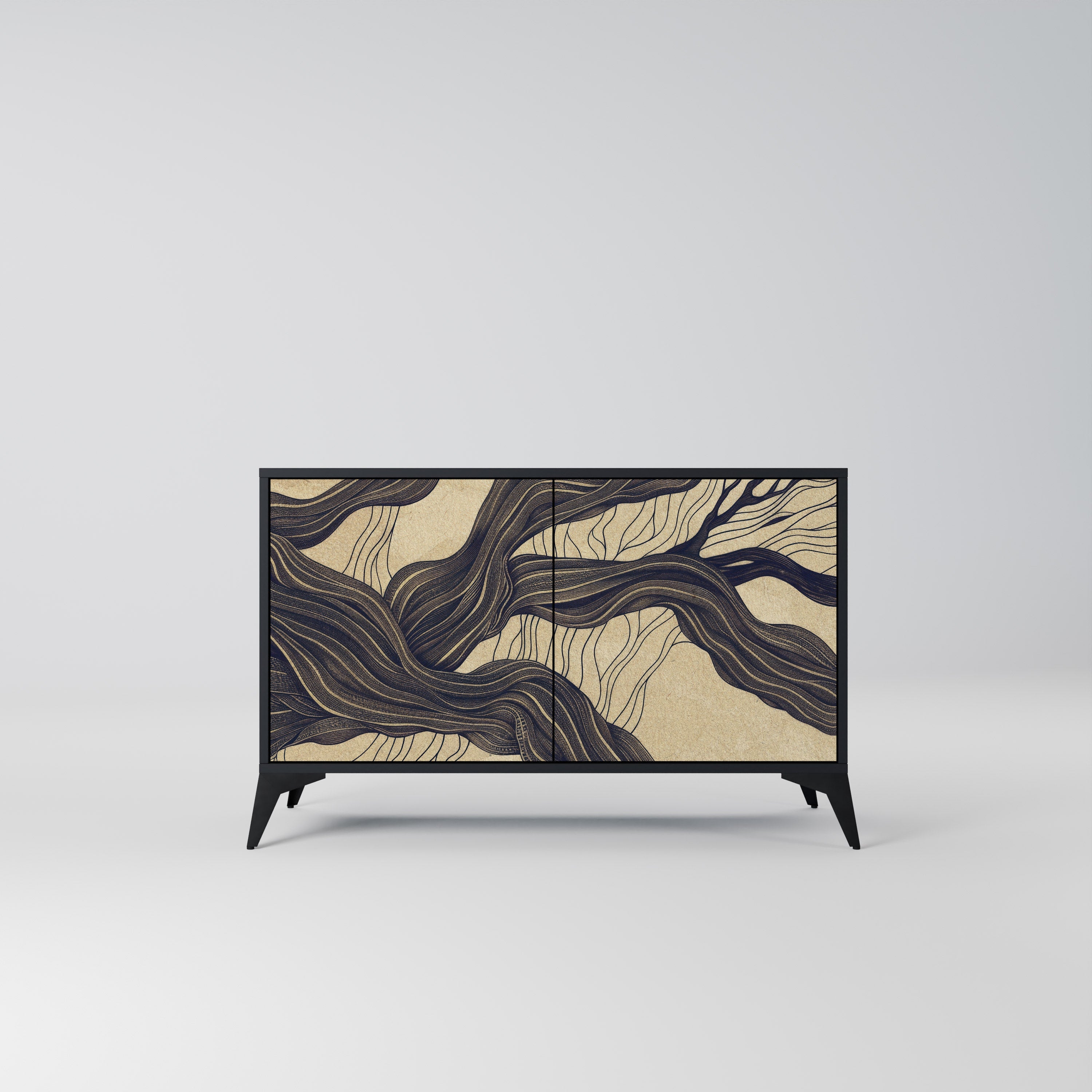 UNIFIED FRAGMENTS 2-Door Sideboard in Black Finish