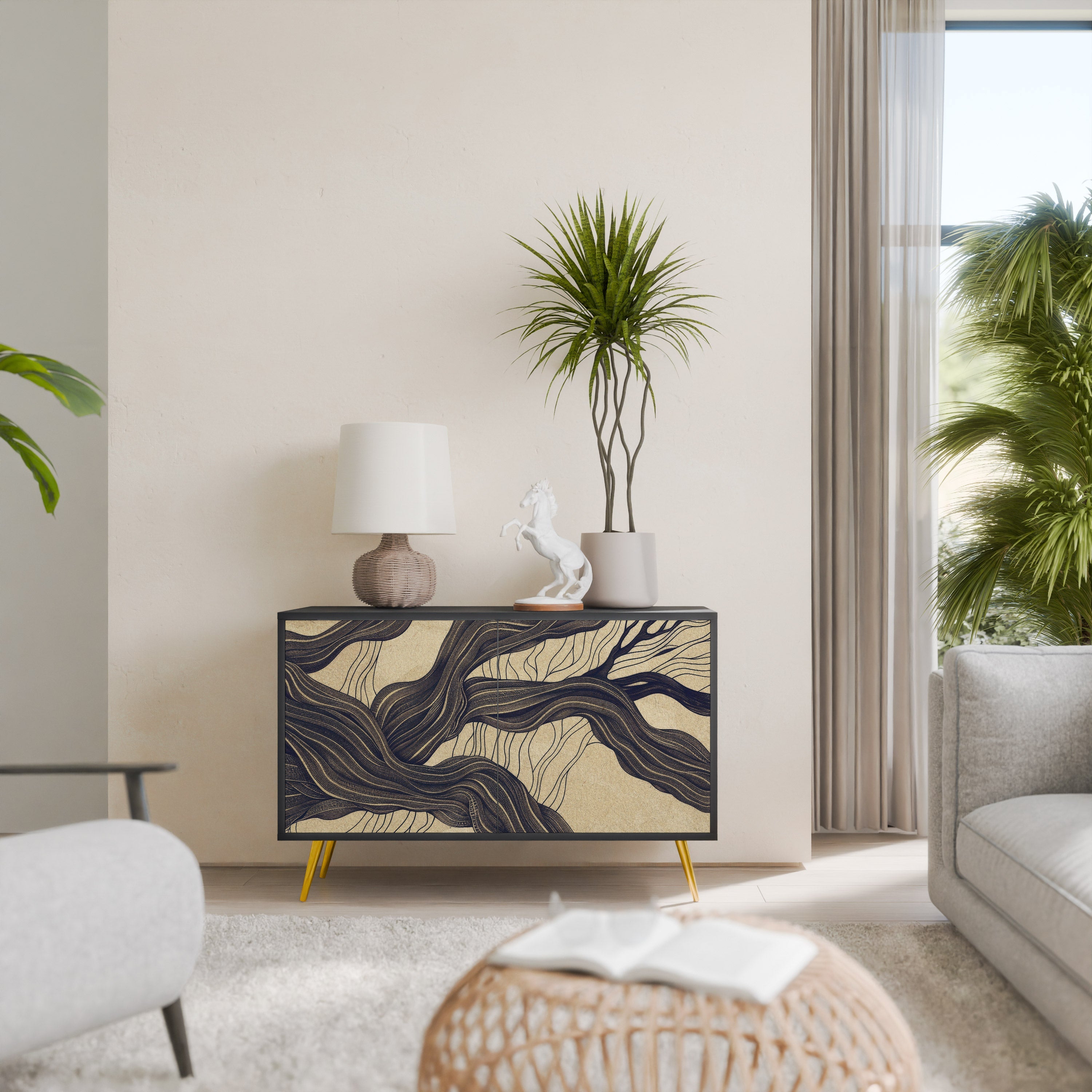 UNIFIED FRAGMENTS 2-Door Sideboard in Black Finish