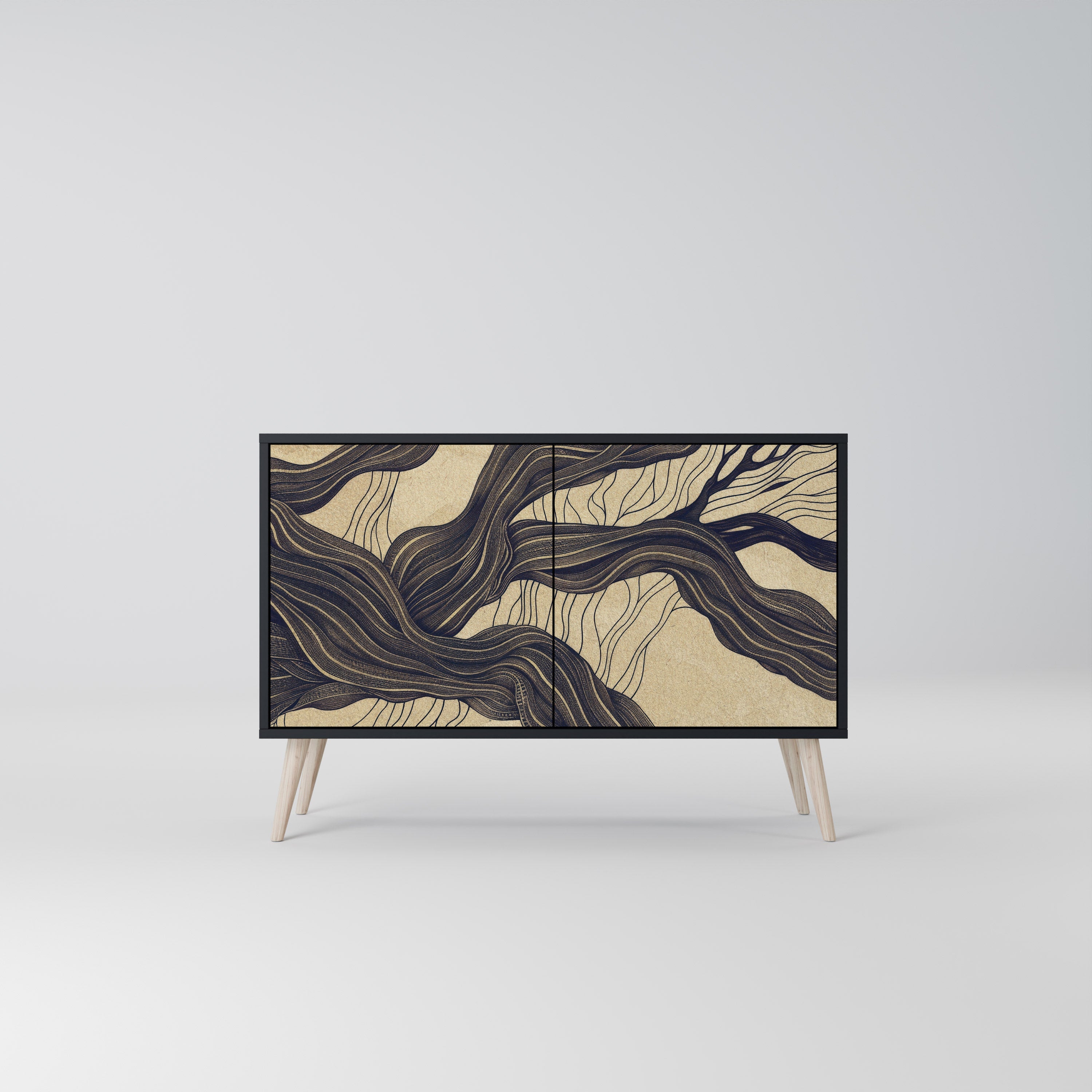 UNIFIED FRAGMENTS 2-Door Sideboard in Black Finish