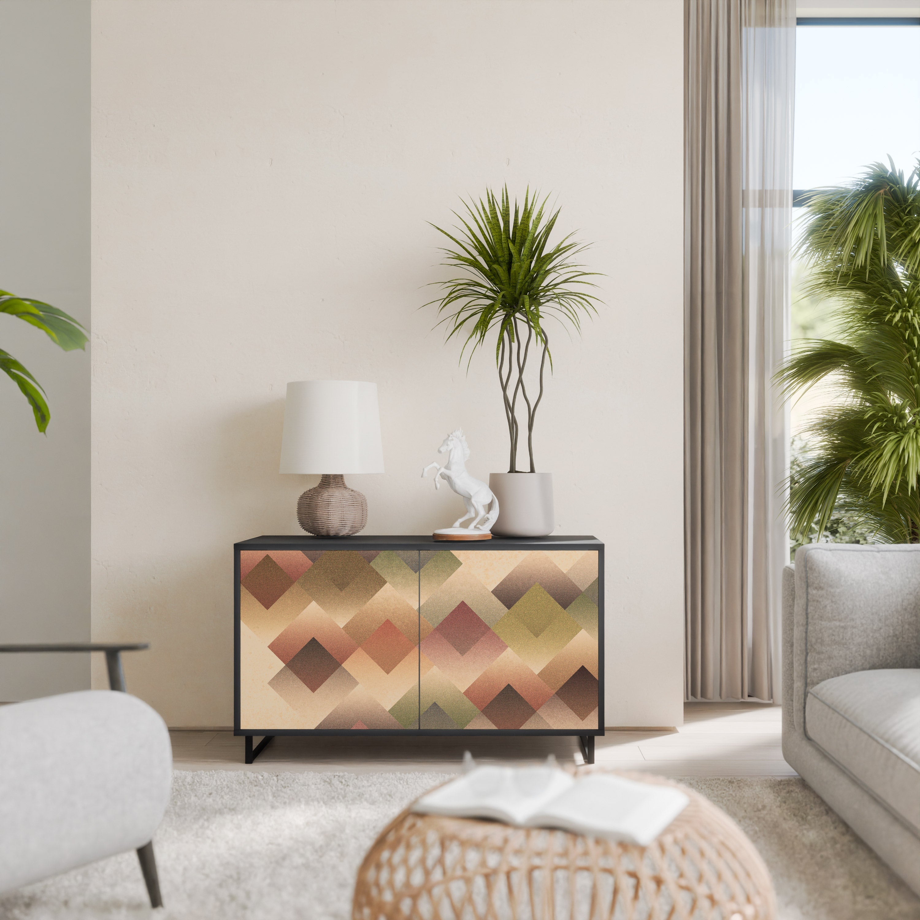 GEOMETRIC FUSION 2-Door Sideboard in Black Finish