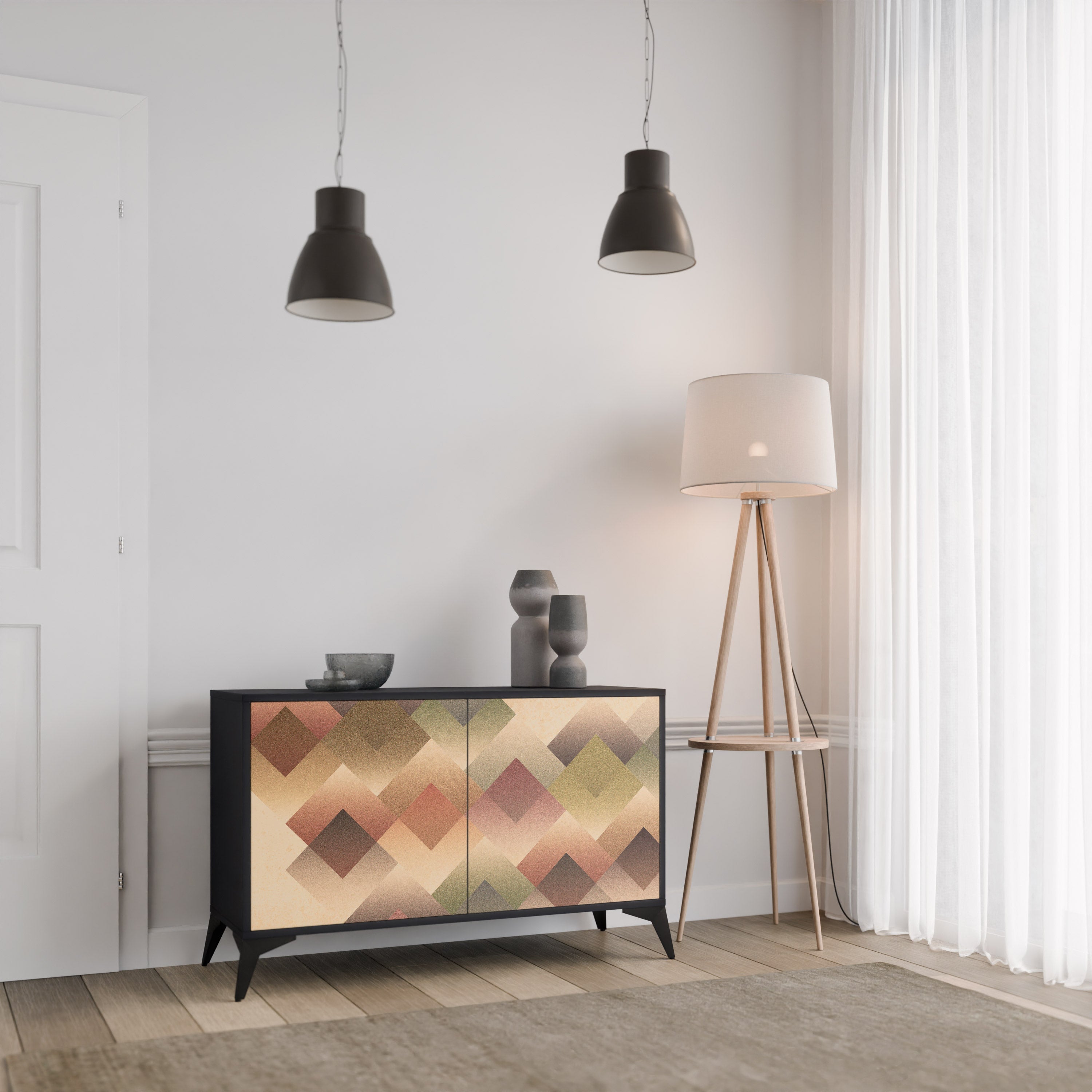 GEOMETRIC FUSION 2-Door Sideboard in Black Finish