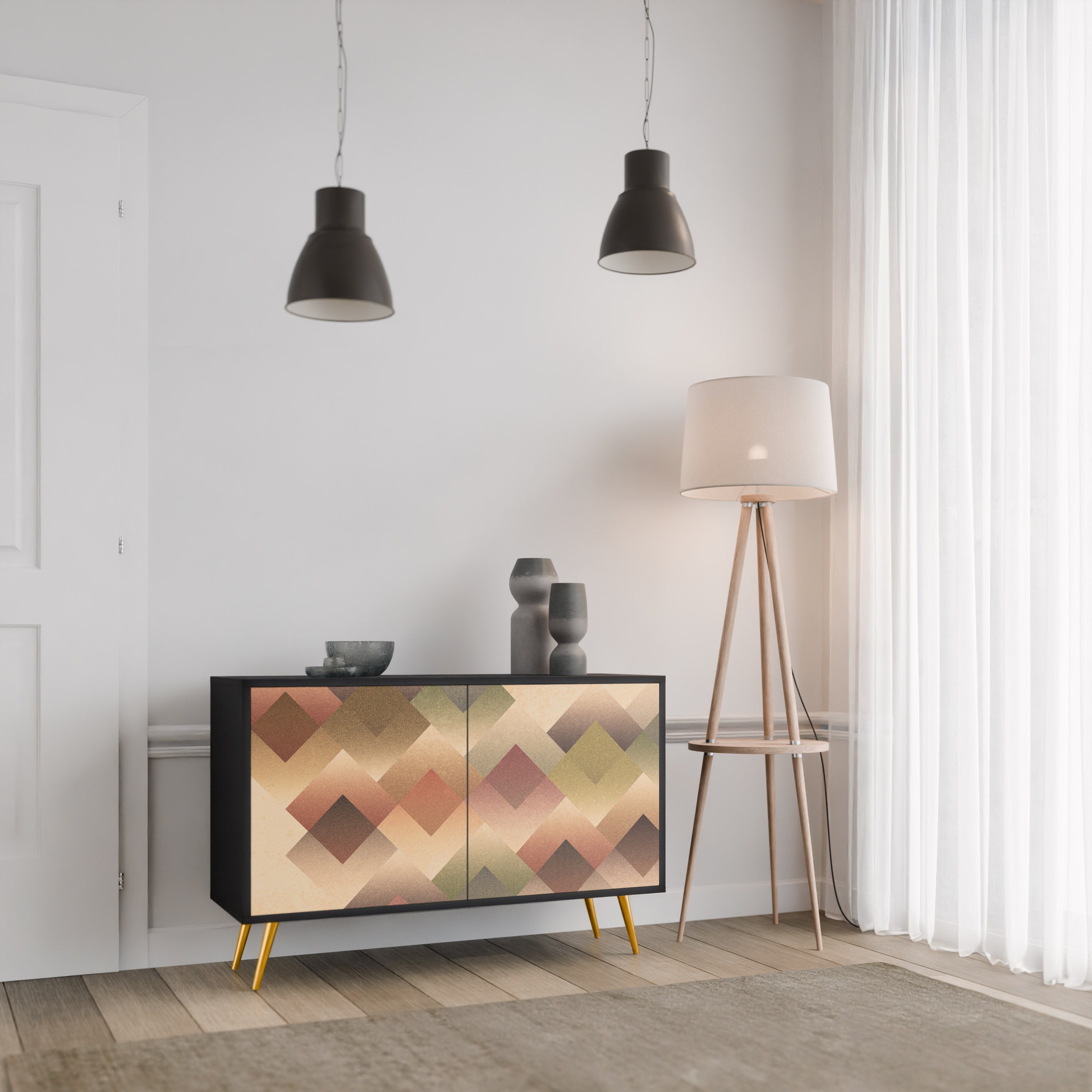 GEOMETRIC FUSION 2-Door Sideboard in Black Finish