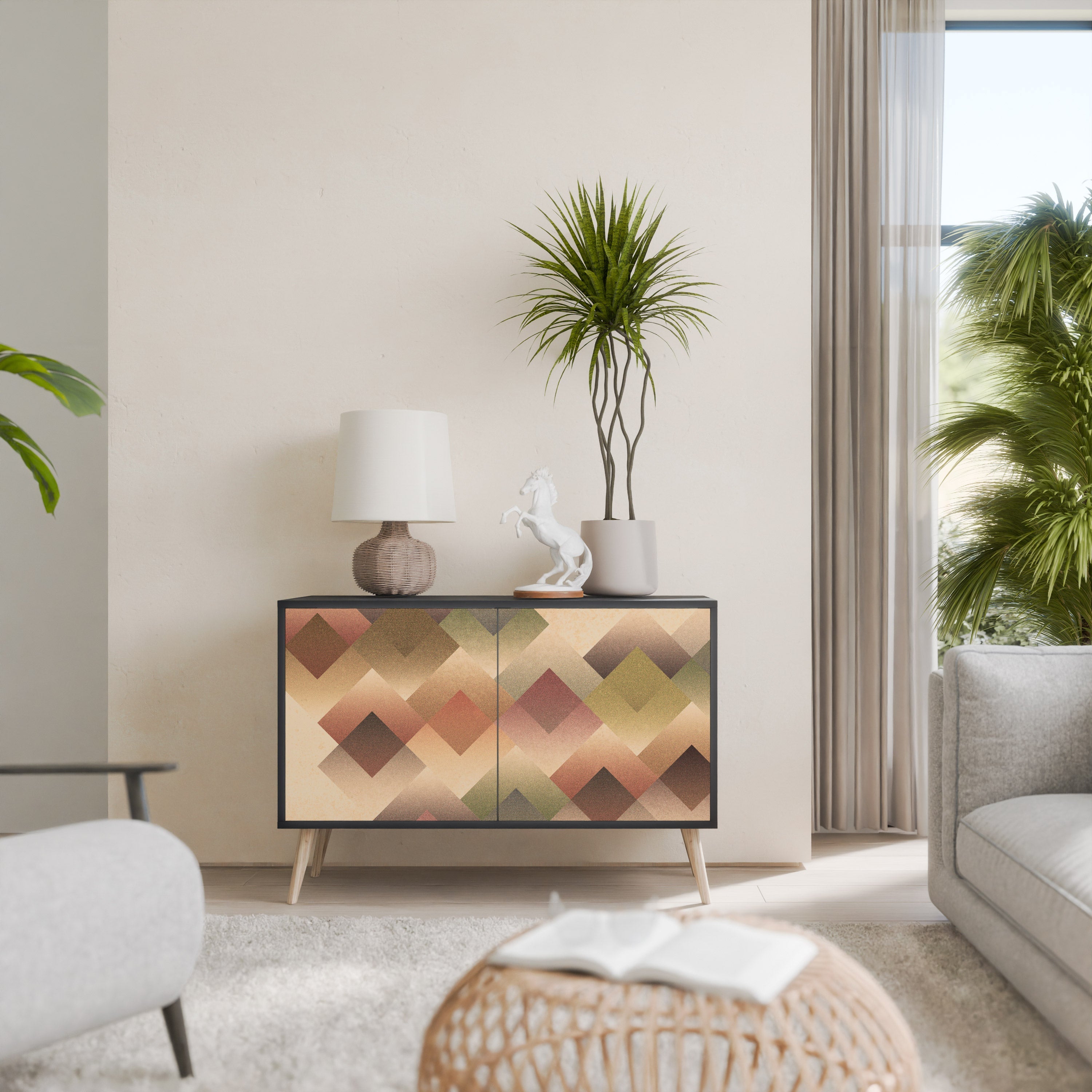 GEOMETRIC FUSION 2-Door Sideboard in Black Finish