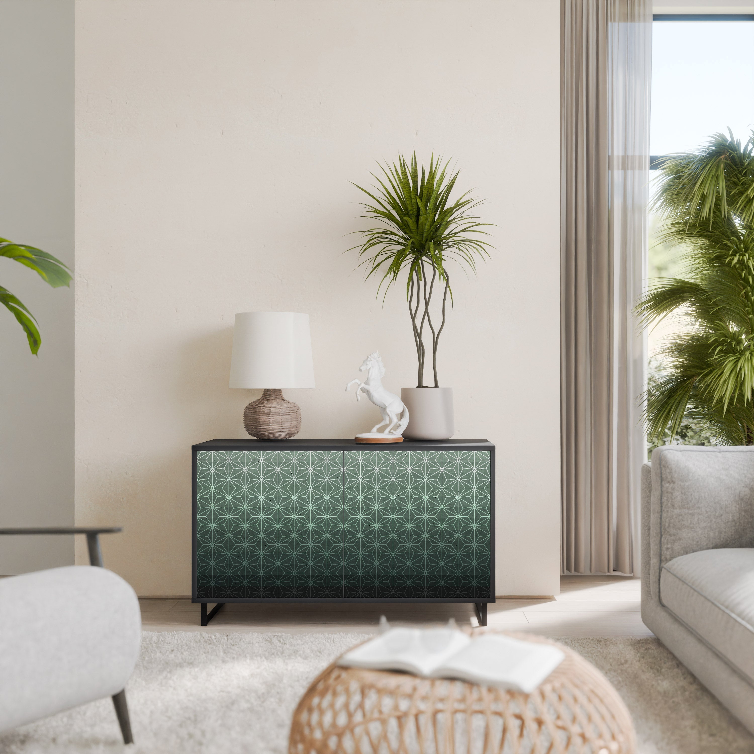 ORNAMENTAL GLIMMER 2-Door Sideboard in Black Finish