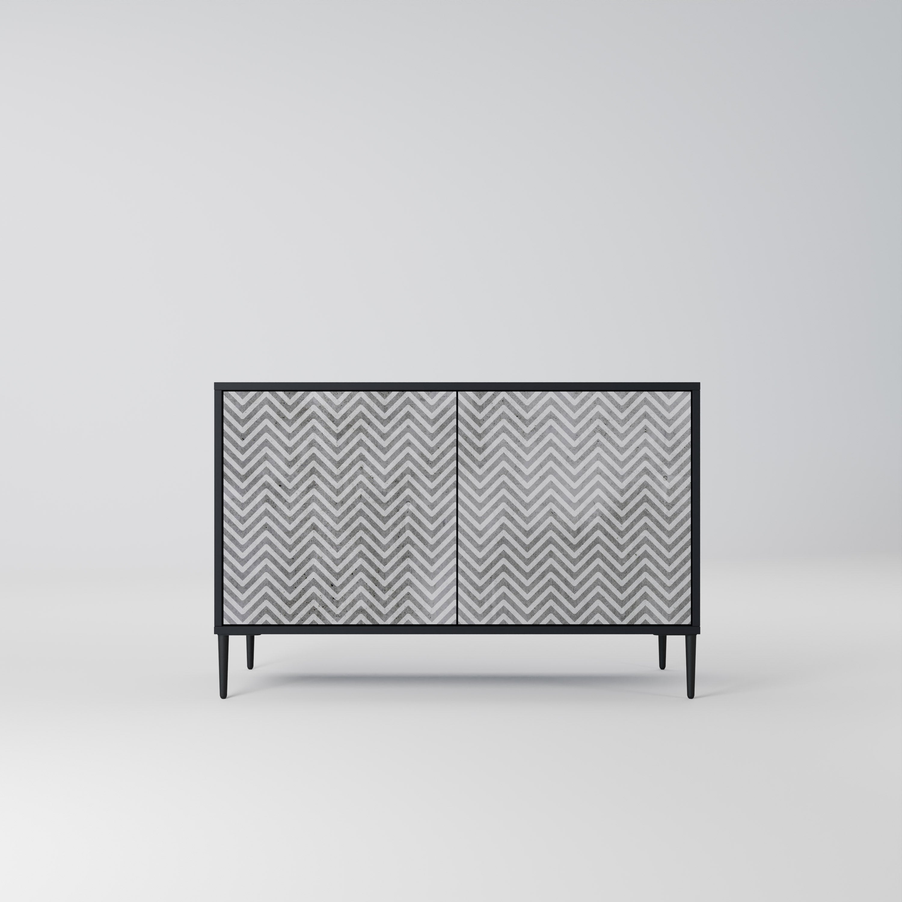 CONCRETE ZIG ZAG 2-Door Sideboard in Black Finish