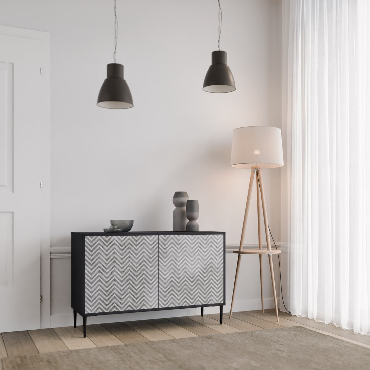 CONCRETE ZIG ZAG 2-Door Sideboard