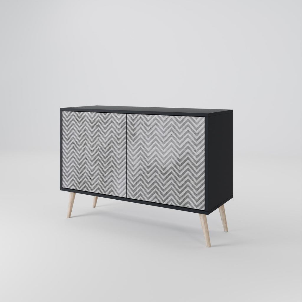CONCRETE ZIG ZAG 2-Door Sideboard in Black Finish