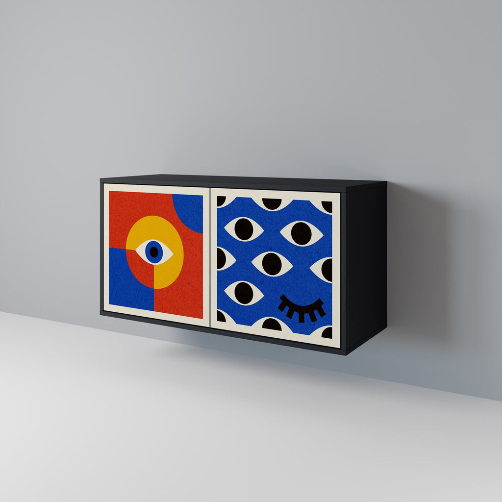 GEOMETRIC EYES 2-Door Sideboard in Black Finish