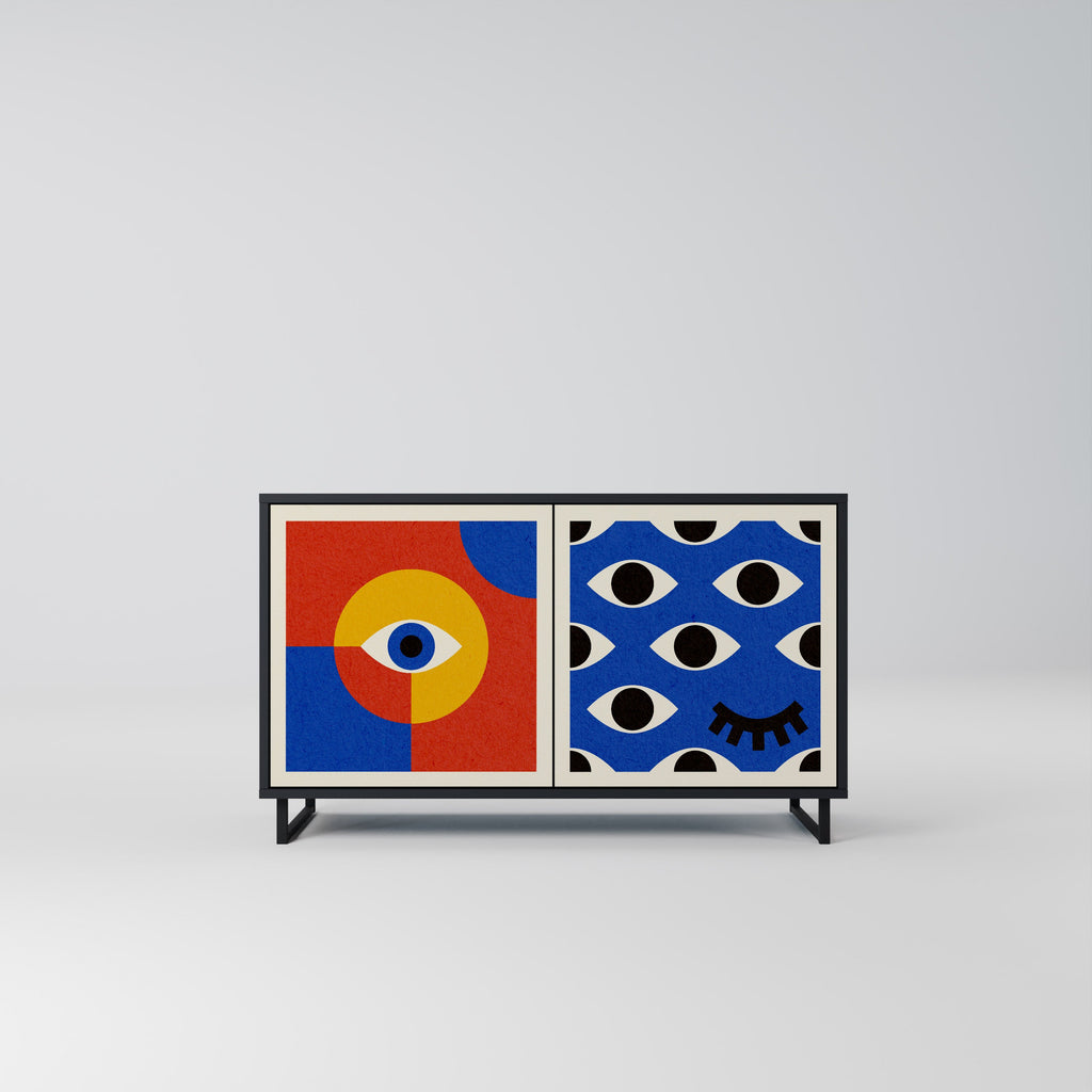 GEOMETRIC EYES 2-Door Sideboard in Black Finish