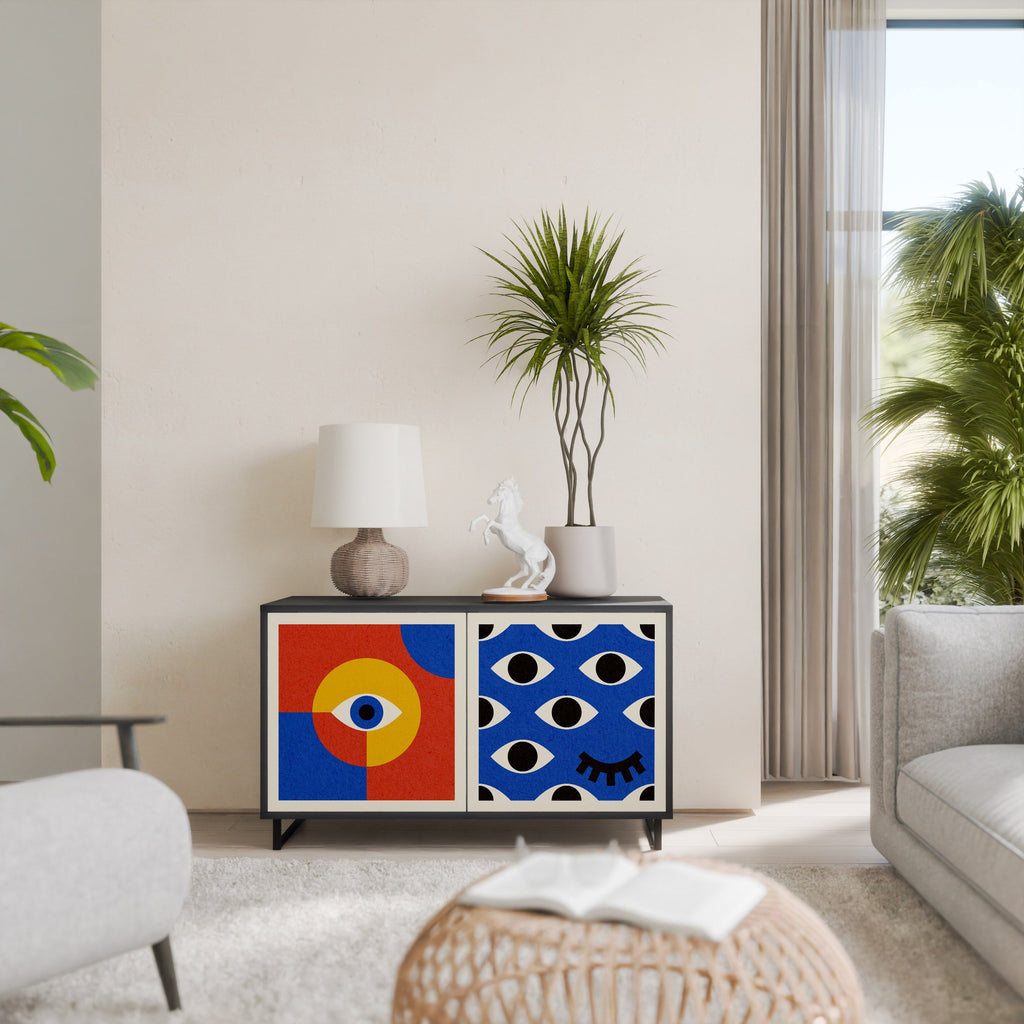 GEOMETRIC EYES 2-Door Sideboard in Black Finish