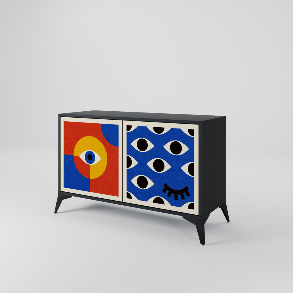 GEOMETRIC EYES 2-Door Sideboard in Black Finish