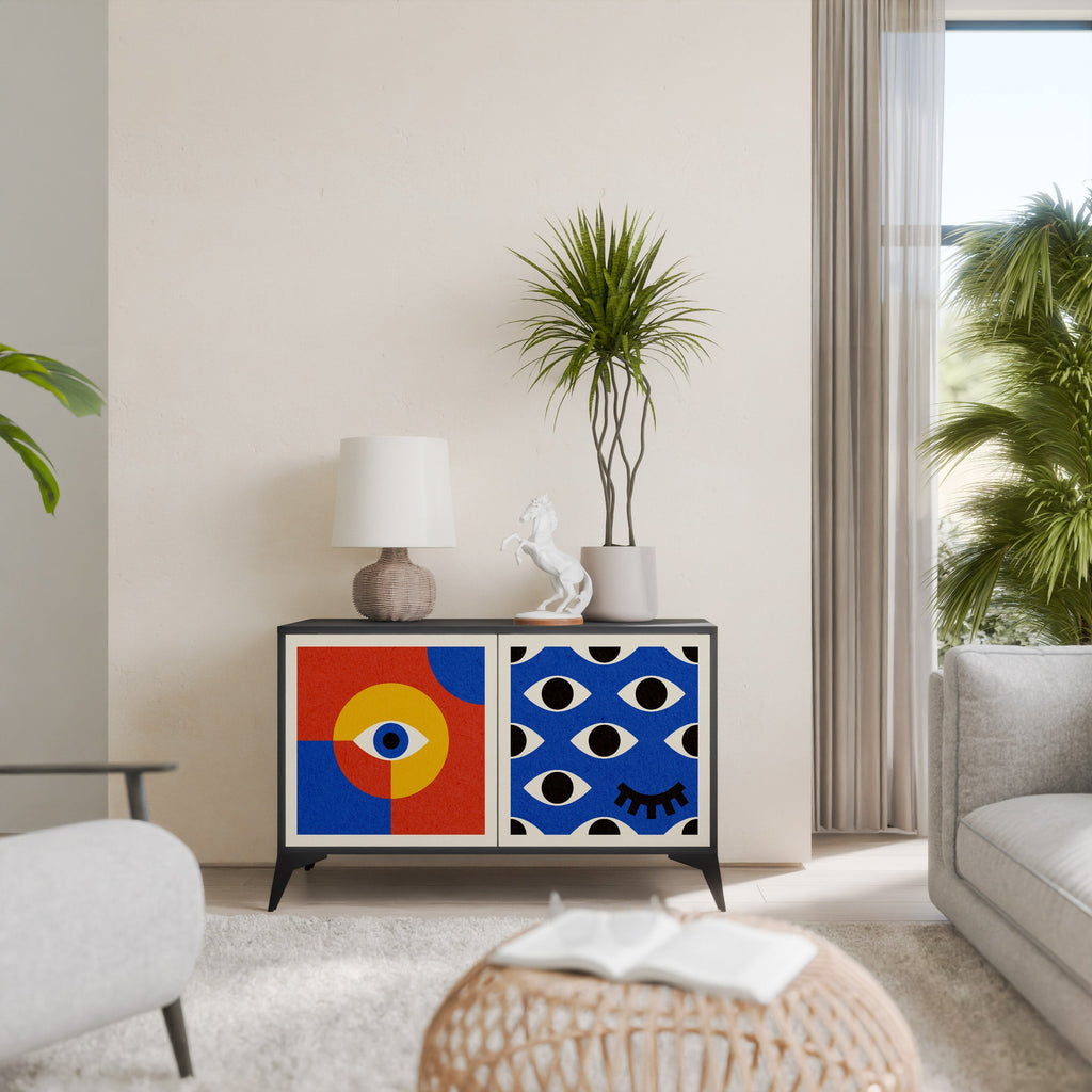 GEOMETRIC EYES 2-Door Sideboard in Black Finish