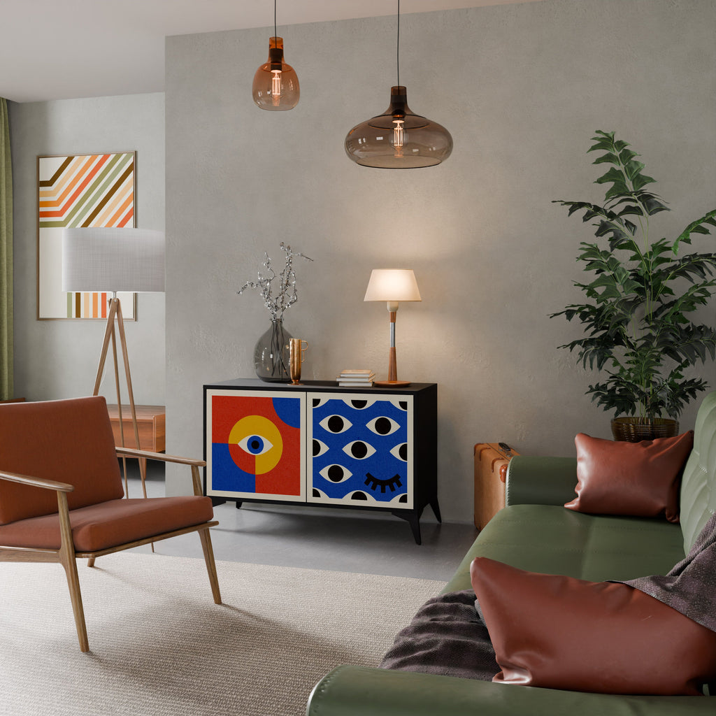 GEOMETRIC EYES 2-Door Sideboard in Black Finish