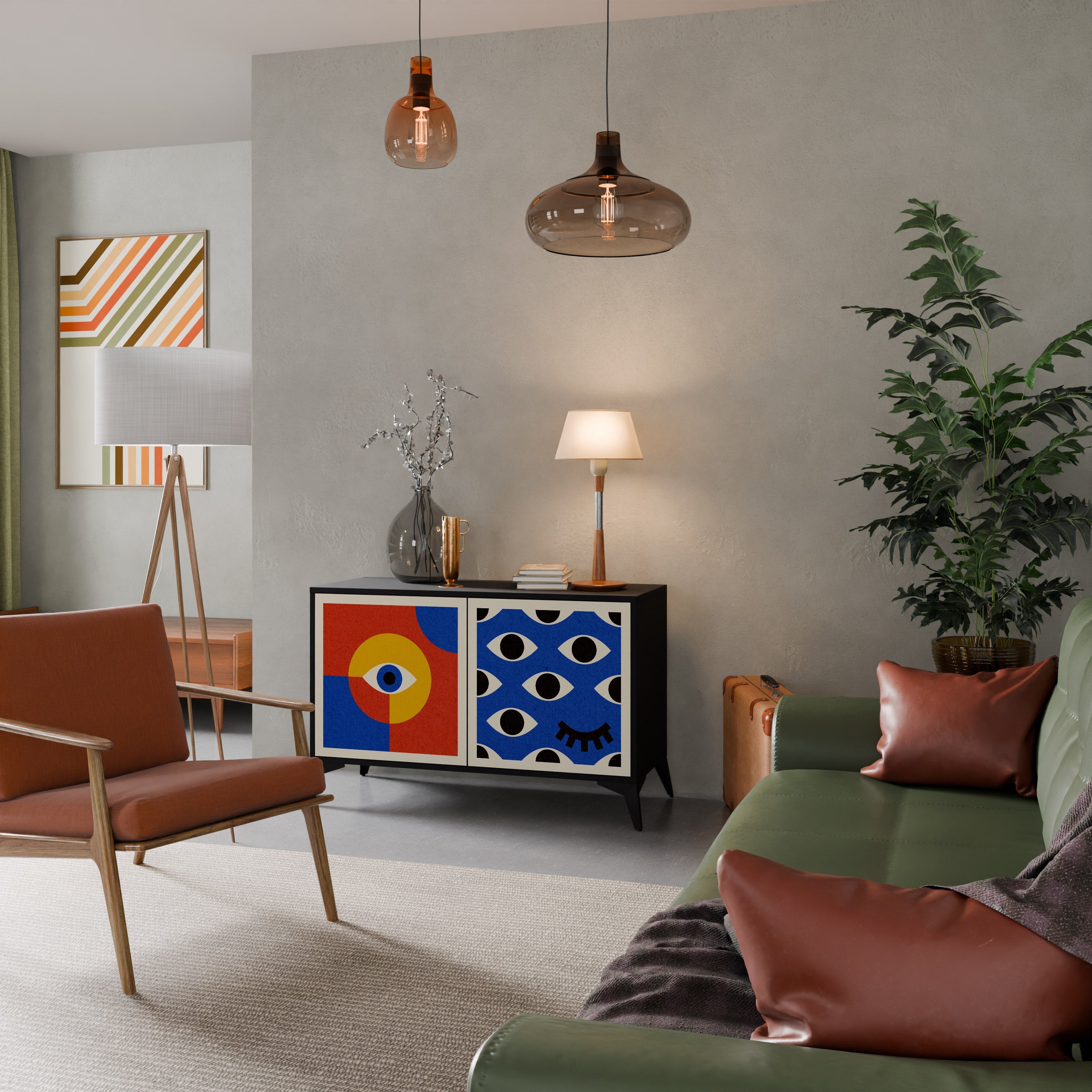 GEOMETRIC EYES 2-Door Sideboard in Black Finish